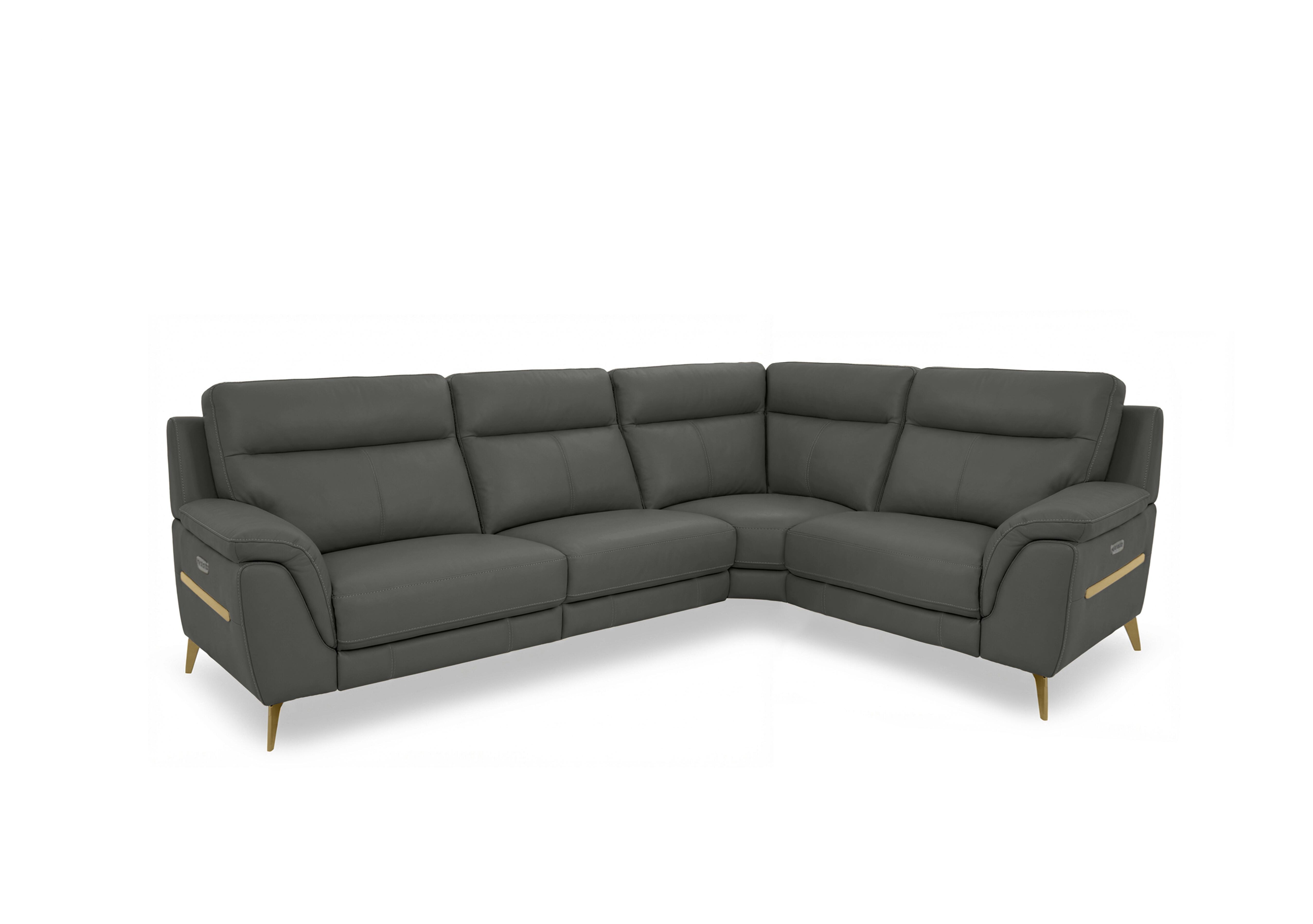 Eclipse Small Leather Corner Sofa in Nw-088e Charcoal Gry Br on Furniture Village