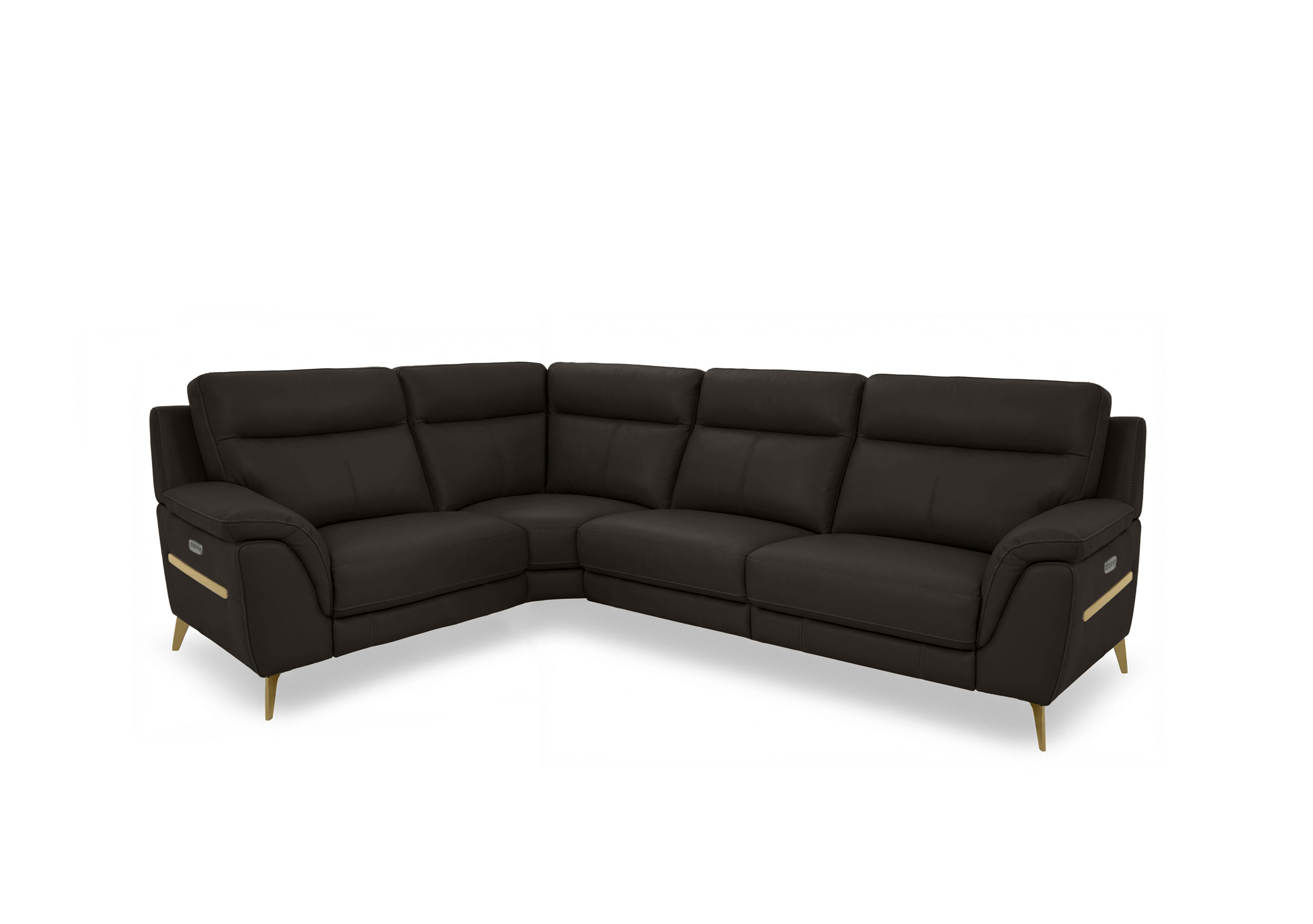 Eclipse Small Leather Corner Sofa in Nw-1748 Dk Choco Br on Furniture Village