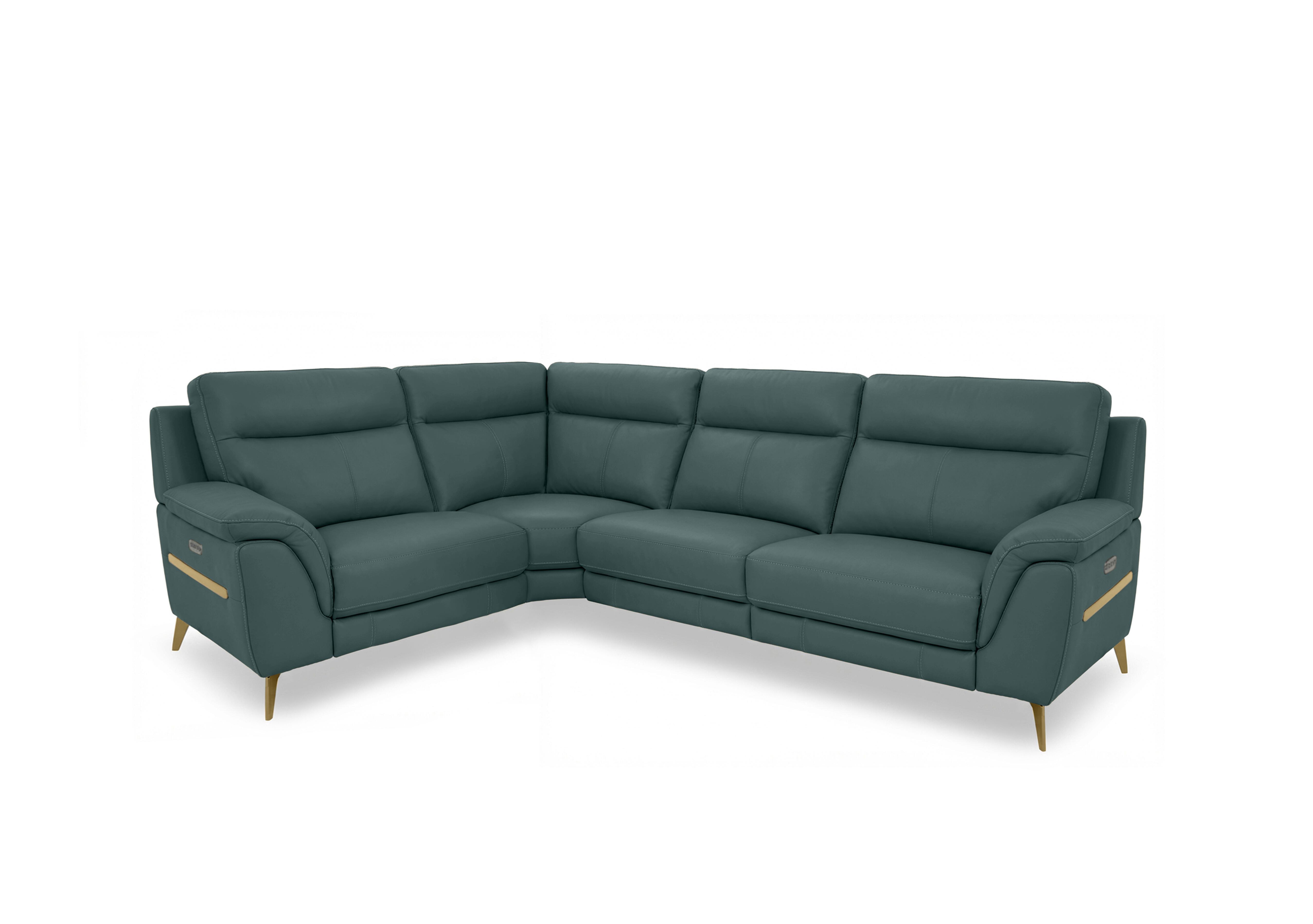 Eclipse Small Leather Corner Sofa in Nw-301e Lake Green Br on Furniture Village
