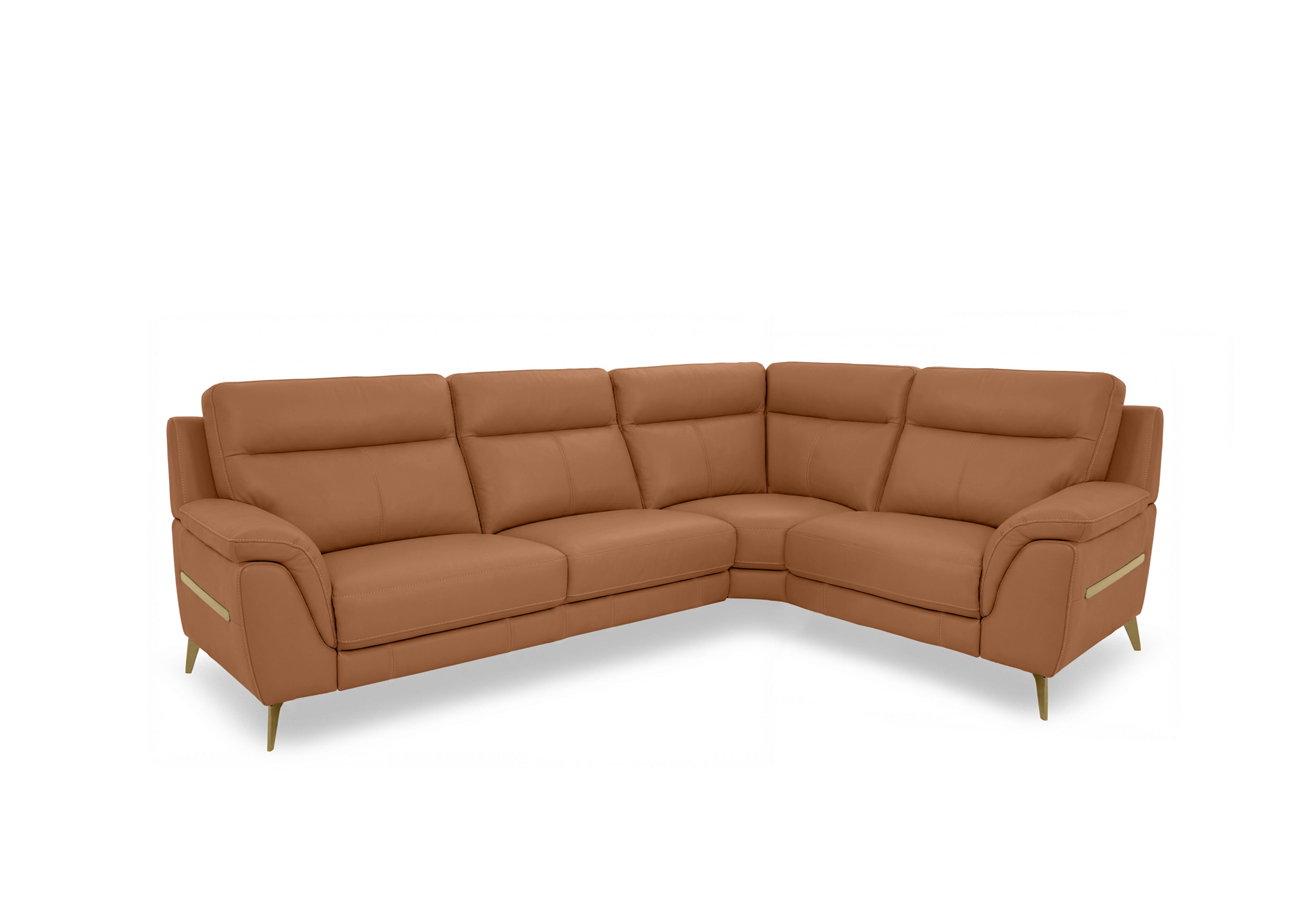 Eclipse Small Leather Corner Sofa in Nw-334e Pecan Brown Br on Furniture Village