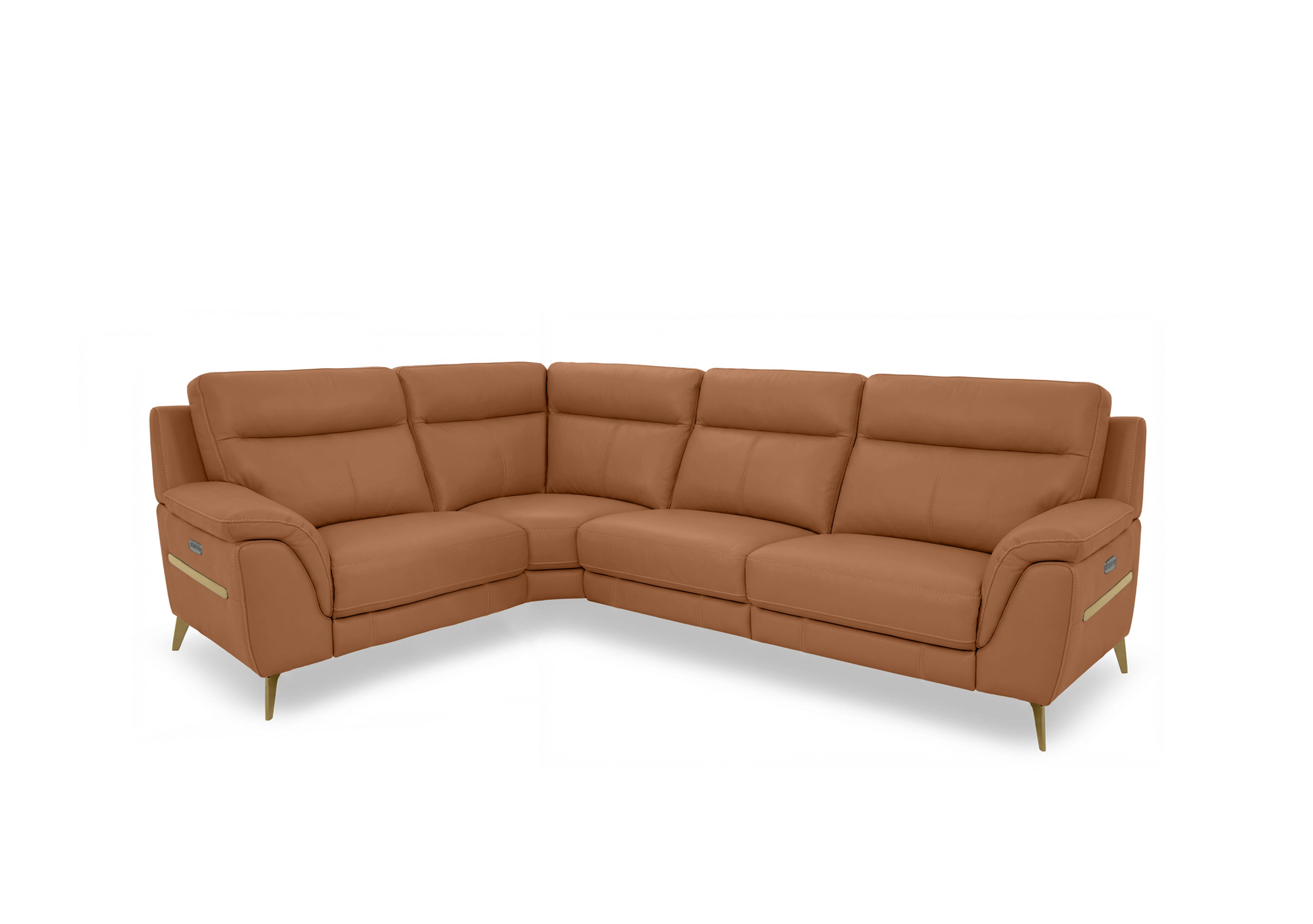 Eclipse Small Leather Corner Sofa in Nw-334e Pecan Brown Br on Furniture Village