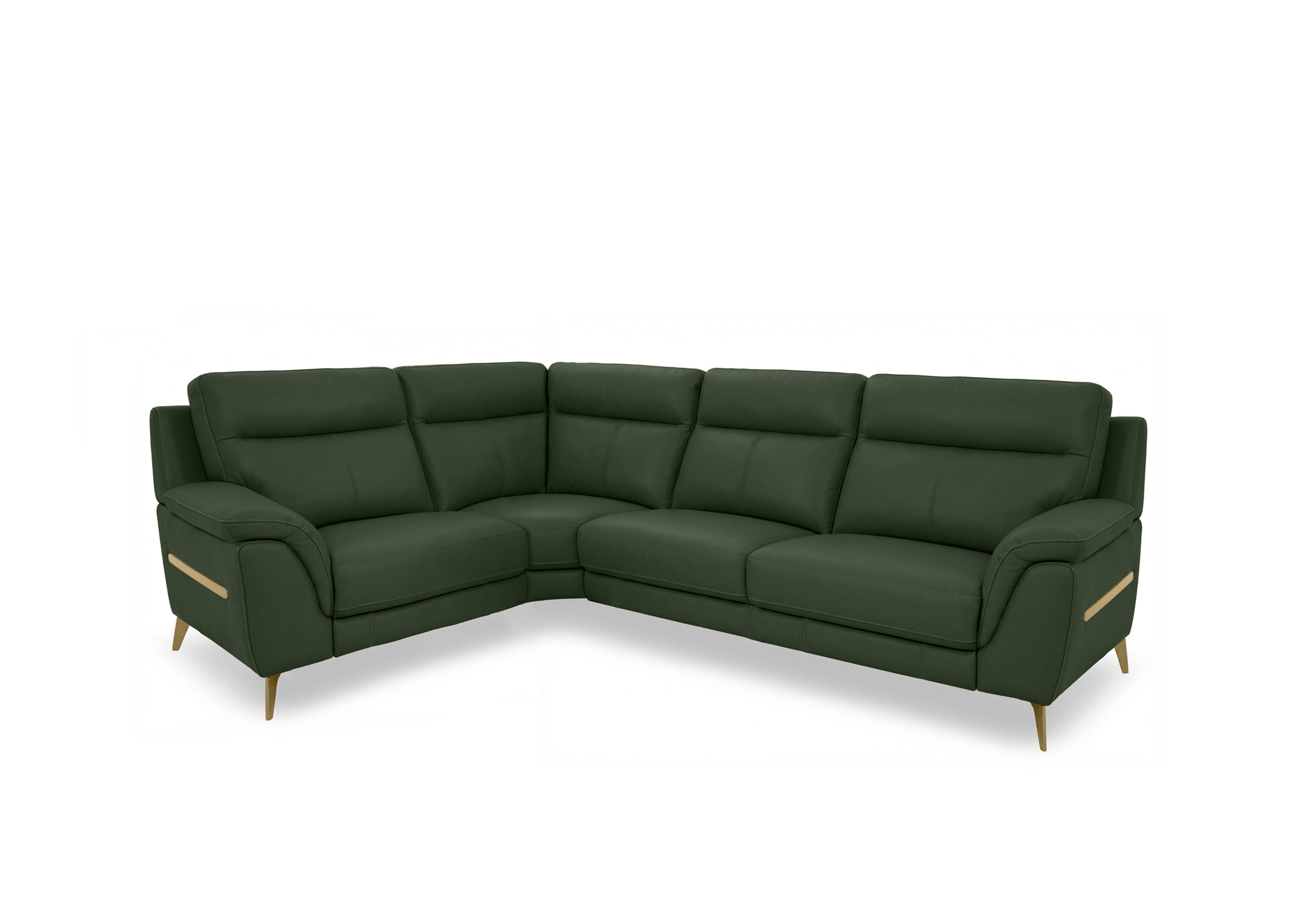 Eclipse Small Leather Corner Sofa in Nw-371e Chive Green Br on Furniture Village