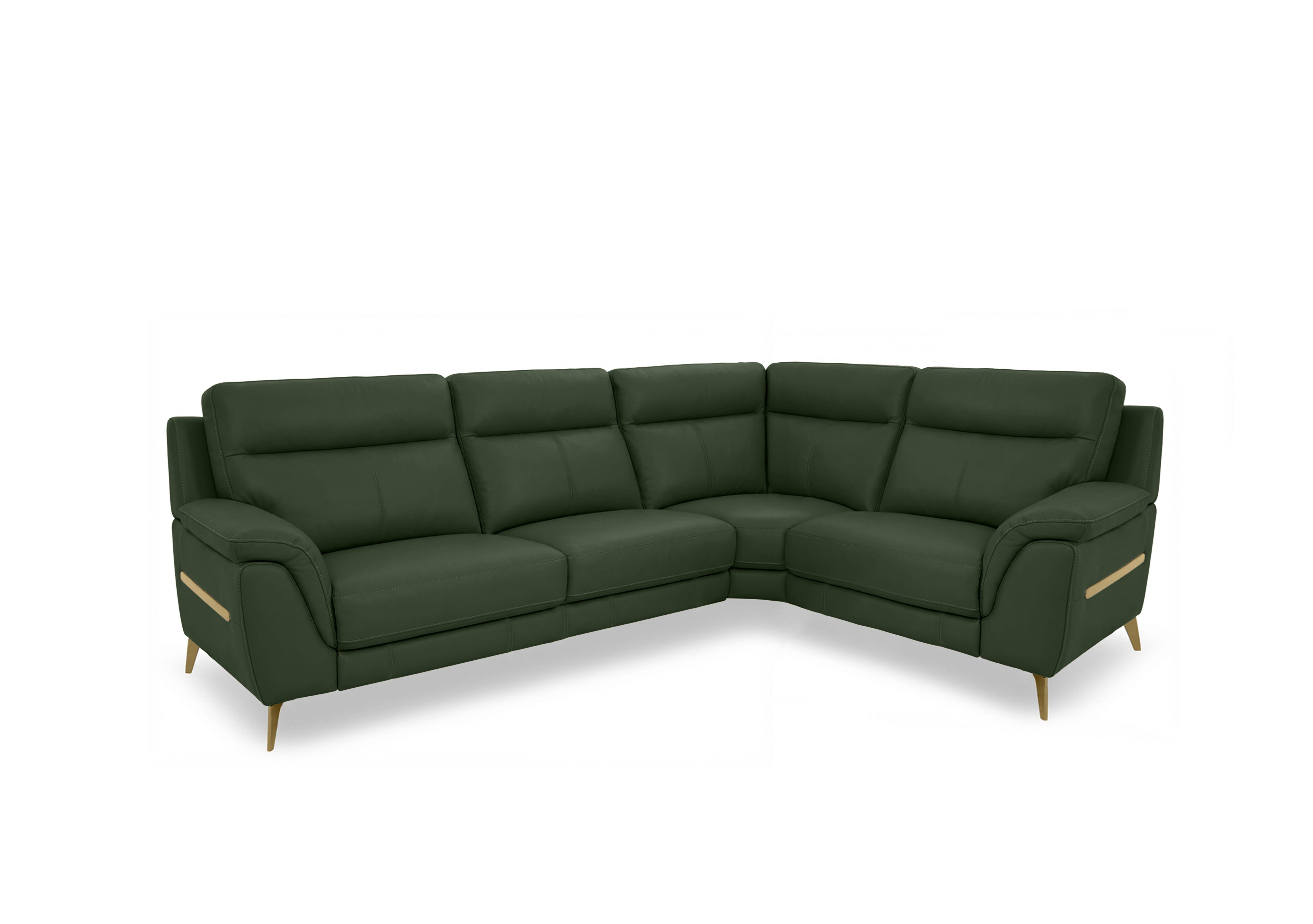Eclipse Small Leather Corner Sofa in Nw-371e Chive Green Br on Furniture Village