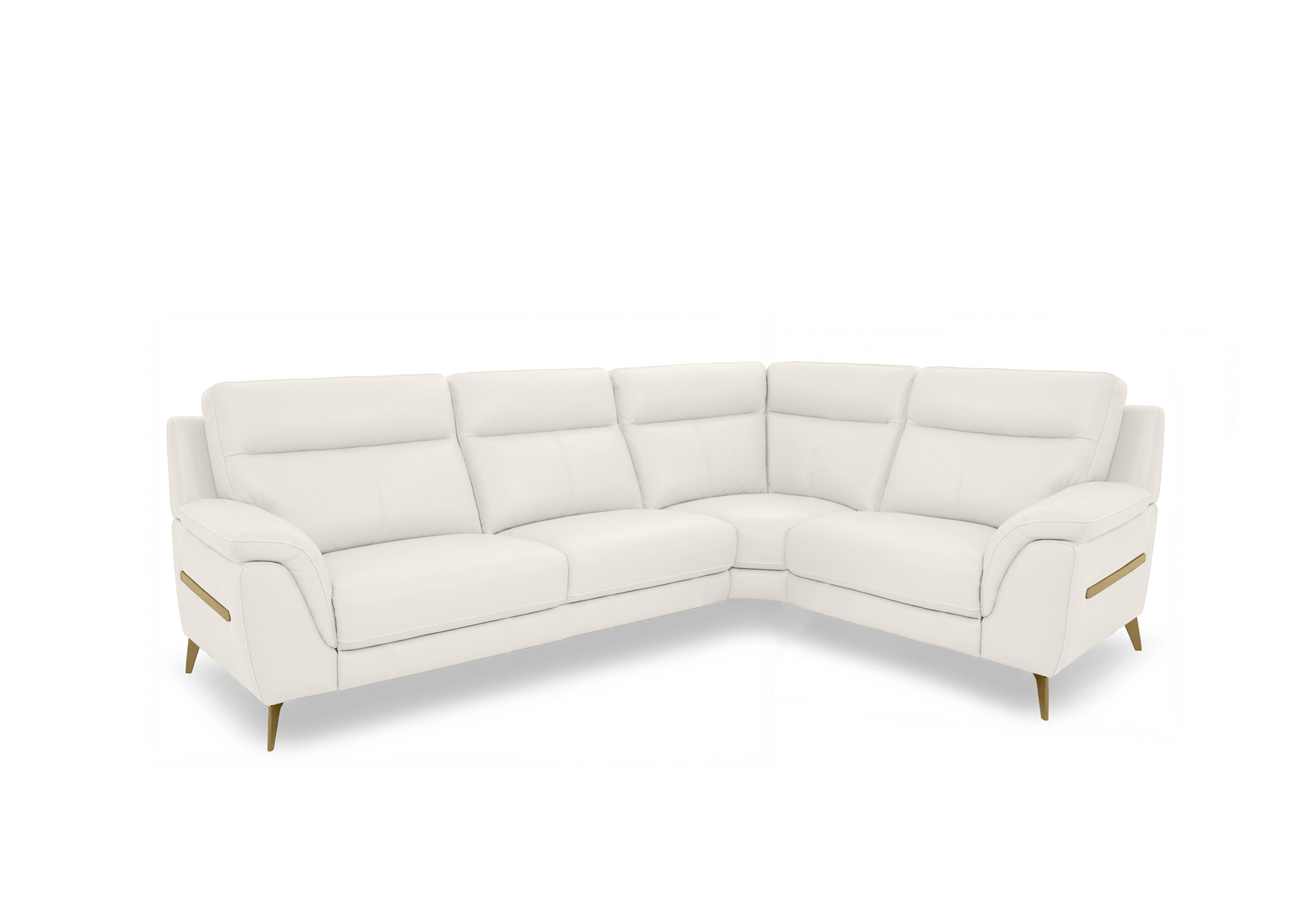 Eclipse Small Leather Corner Sofa in Nw-420e Star White Br on Furniture Village