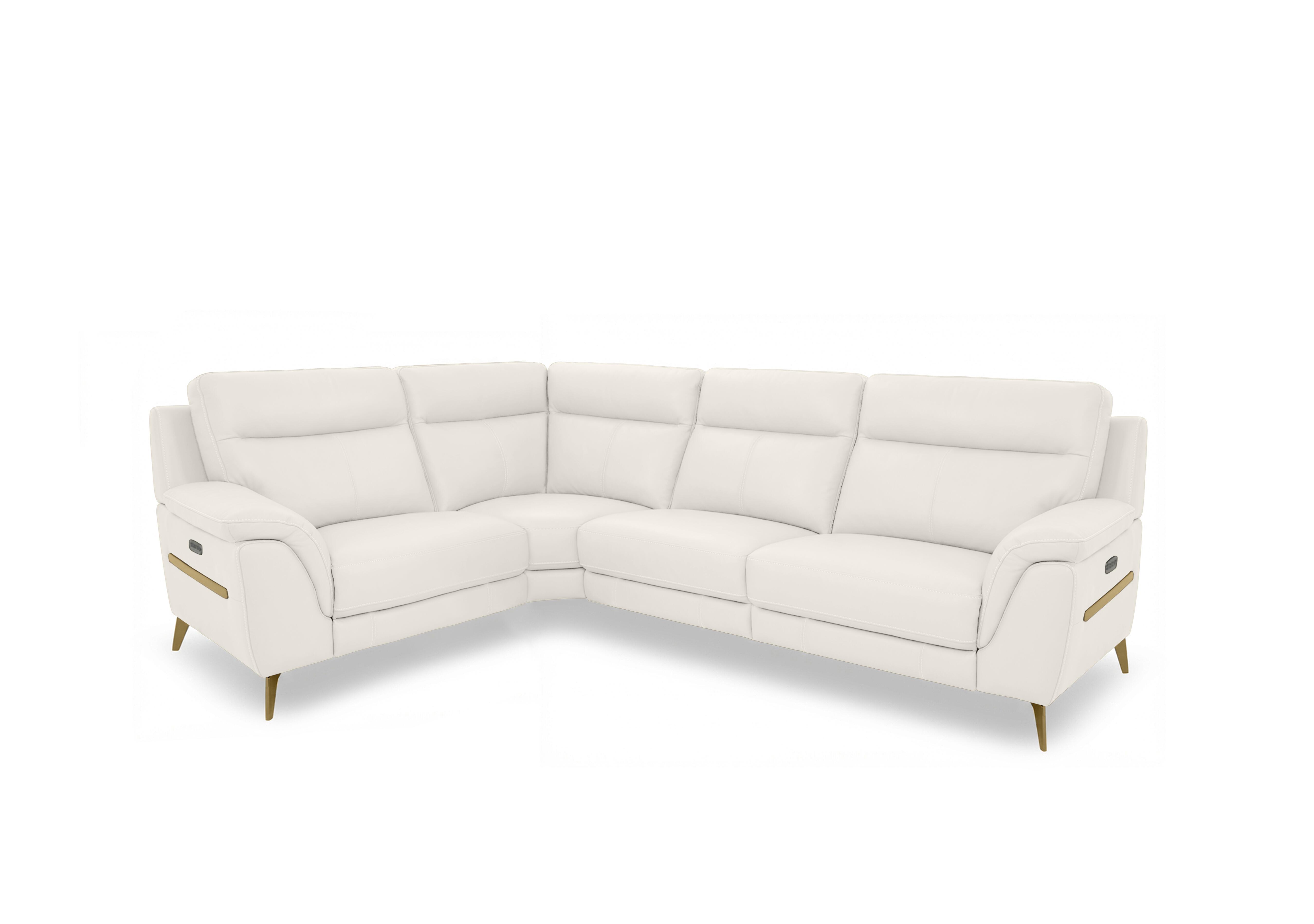 Eclipse Small Leather Corner Sofa in Nw-420e Star White Br on Furniture Village