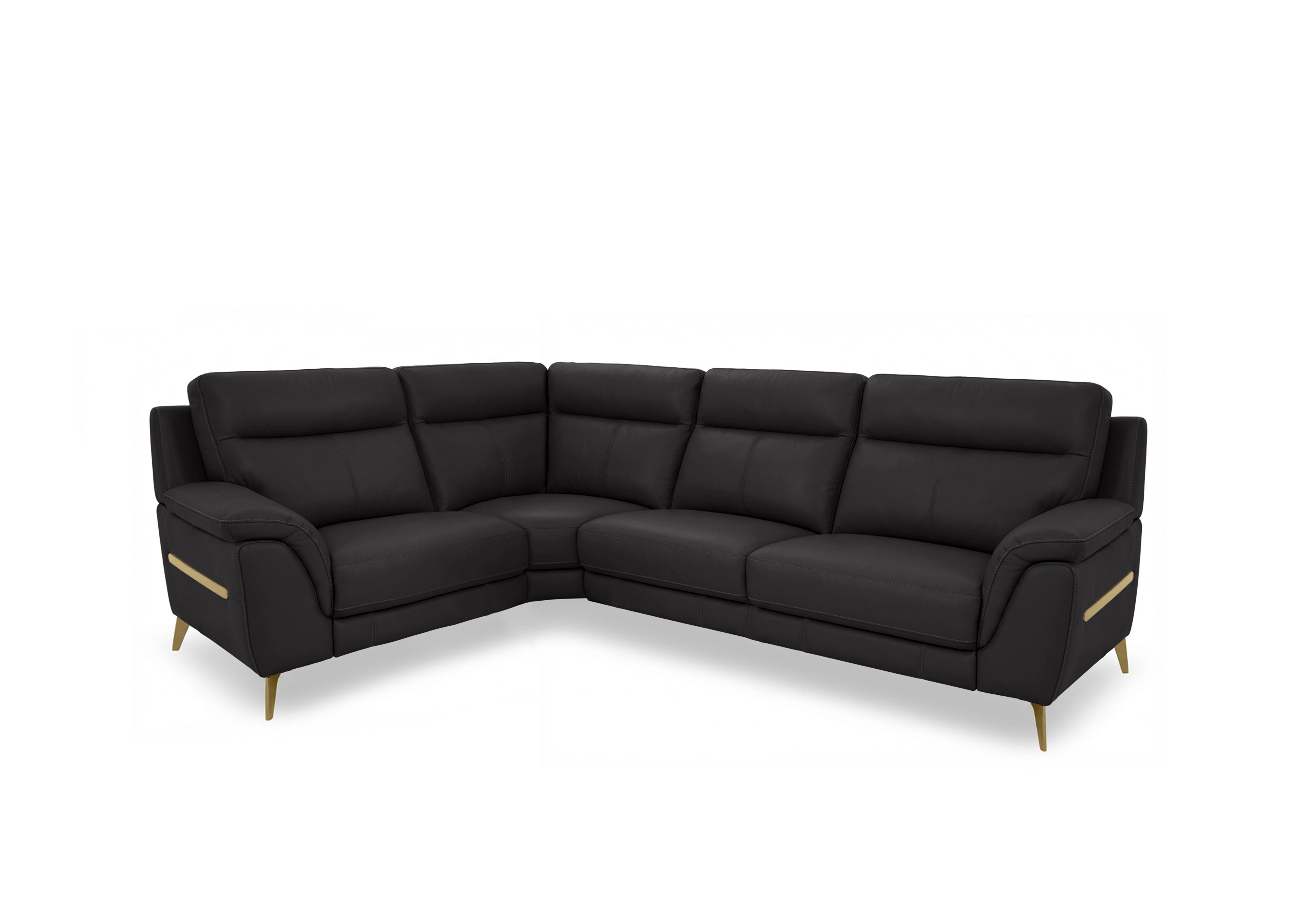 Eclipse Small Leather Corner Sofa in Nw-517e Shale Grey Br on Furniture Village