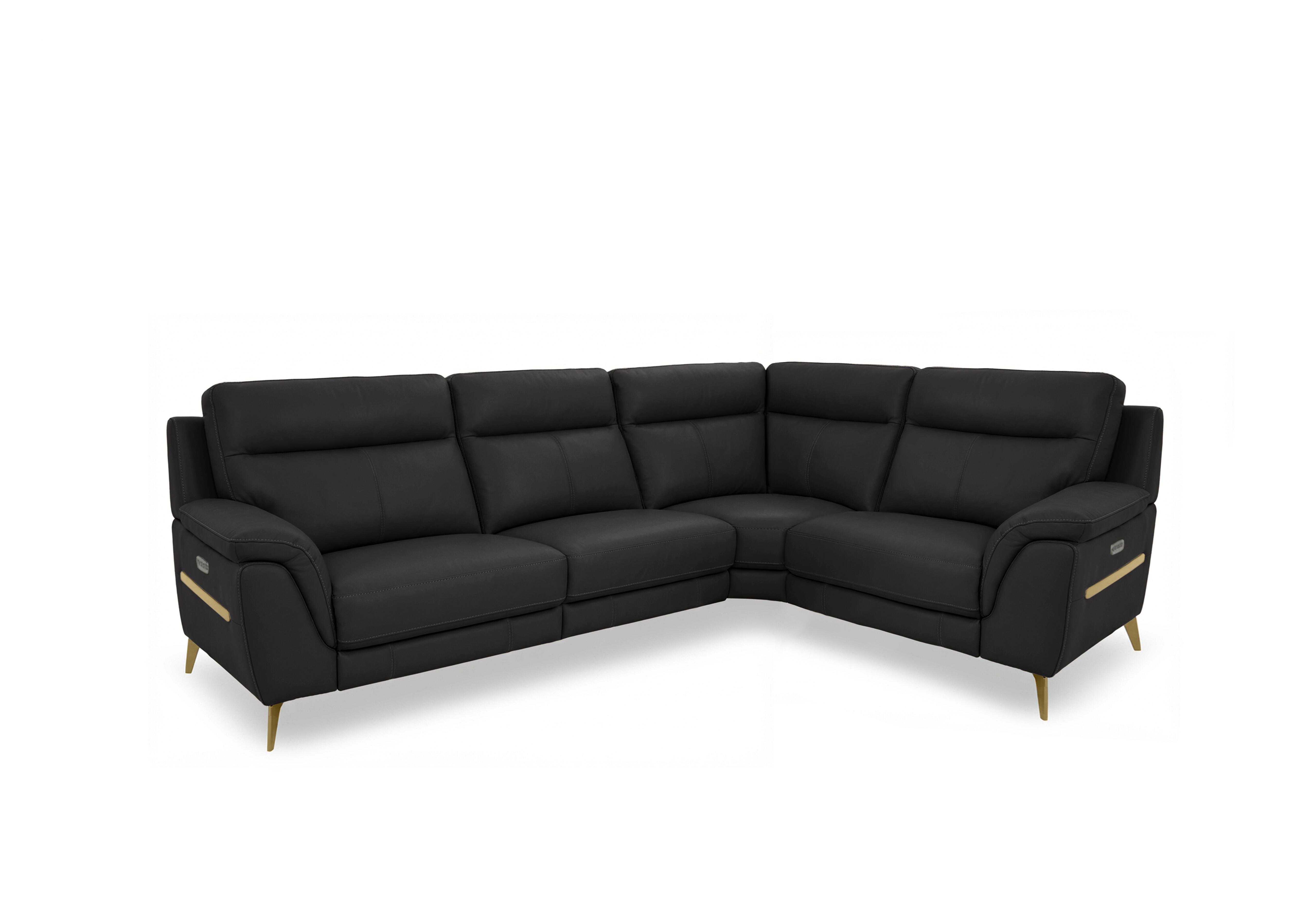 Eclipse Small Leather Corner Sofa in Nw-517e Shale Grey Br on Furniture Village