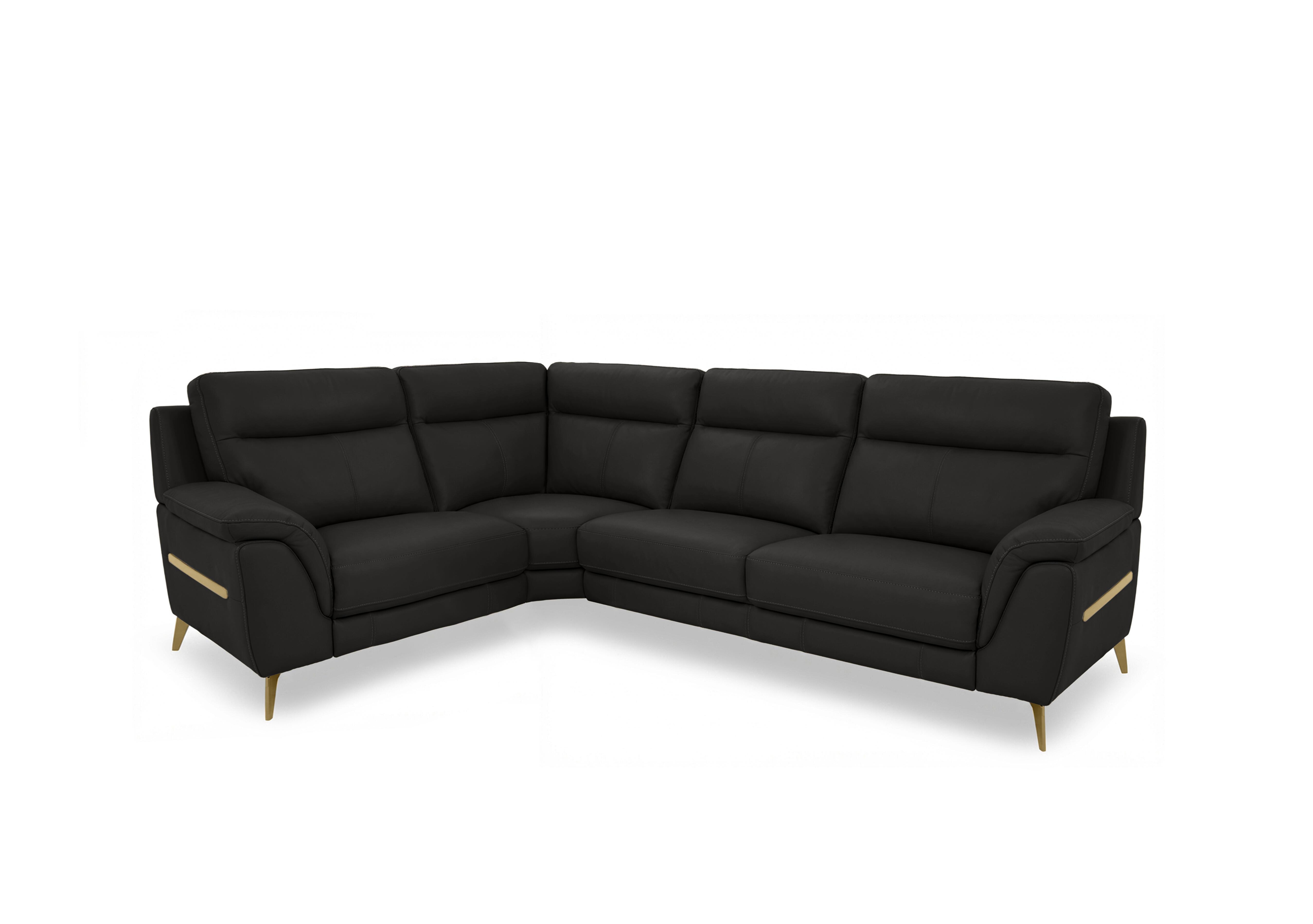 Eclipse Small Leather Corner Sofa in Nw-520e Black Br on Furniture Village