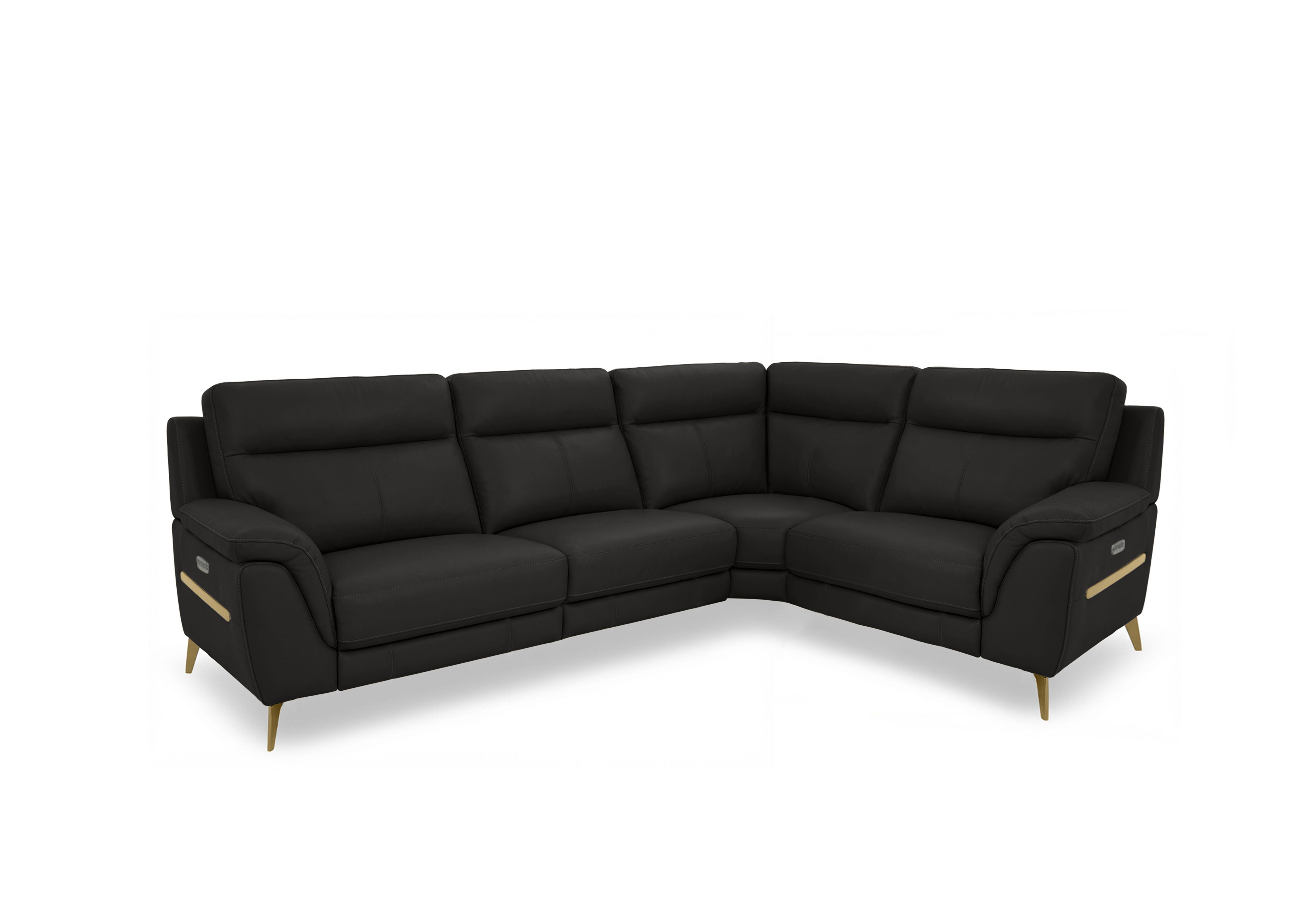 Eclipse Small Leather Corner Sofa in Nw-520e Black Br on Furniture Village