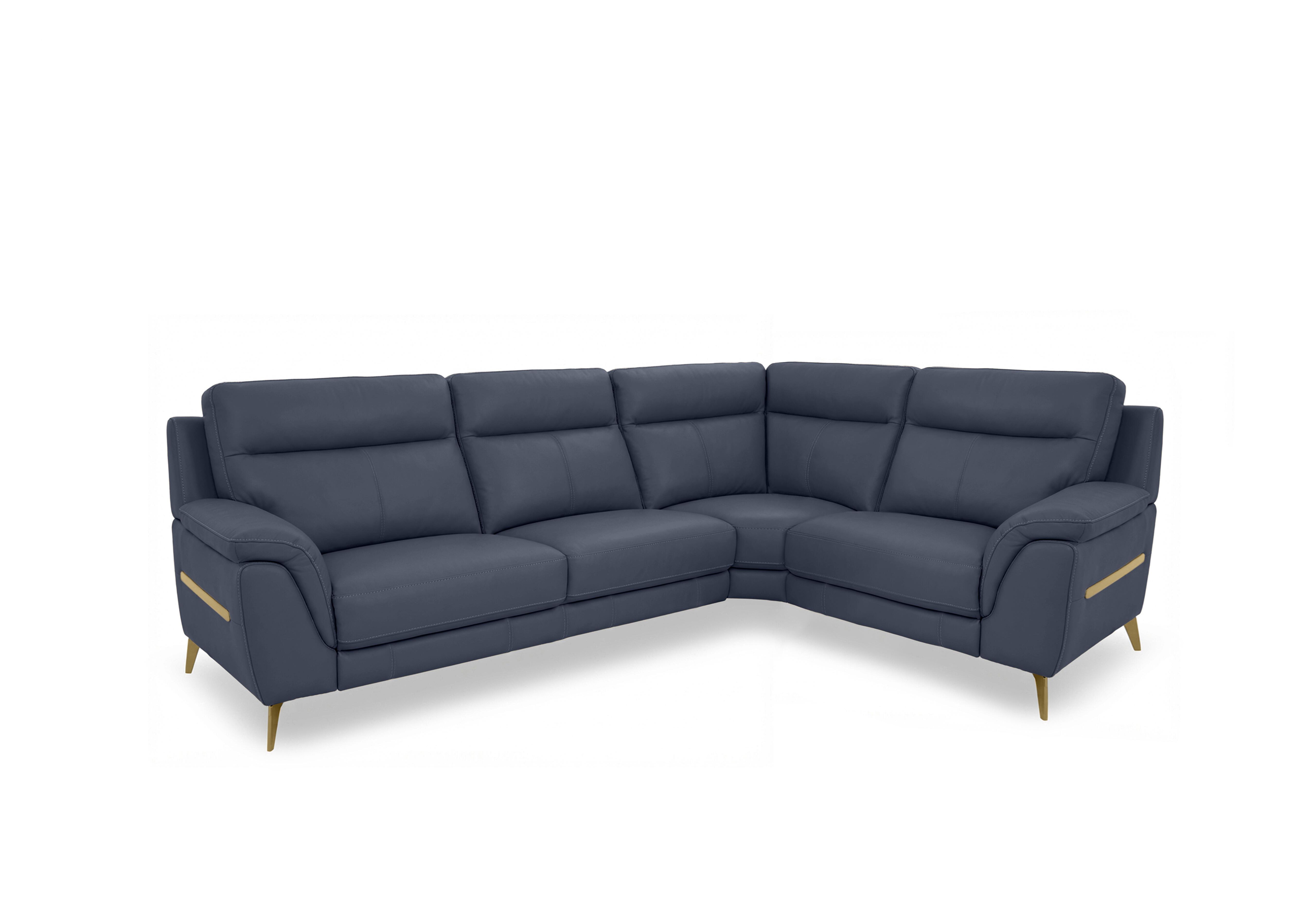 Eclipse Small Leather Corner Sofa in Nw-681e Ocean Br on Furniture Village