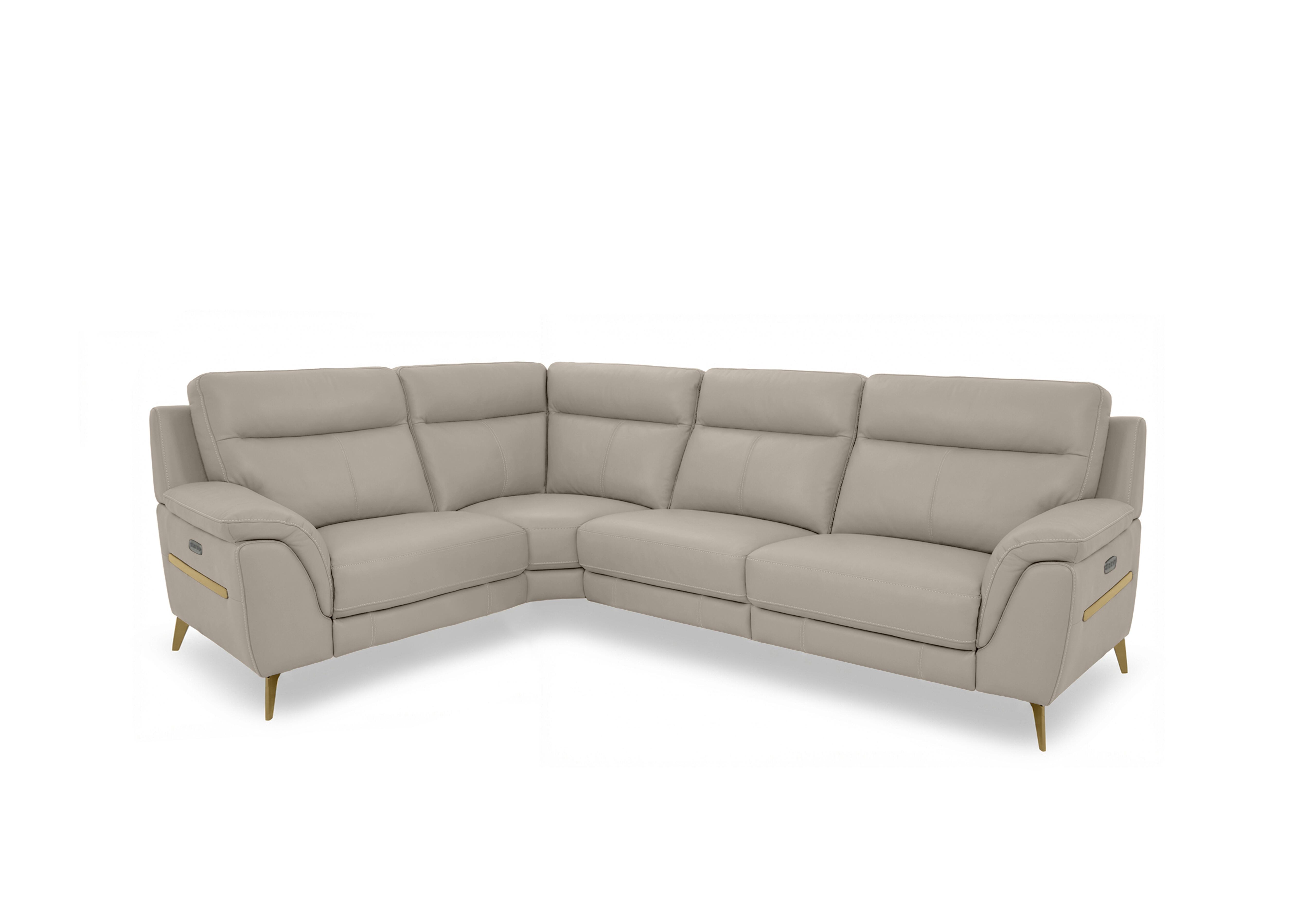 Eclipse Small Leather Corner Sofa in Nw-946b Feather Grey Br on Furniture Village