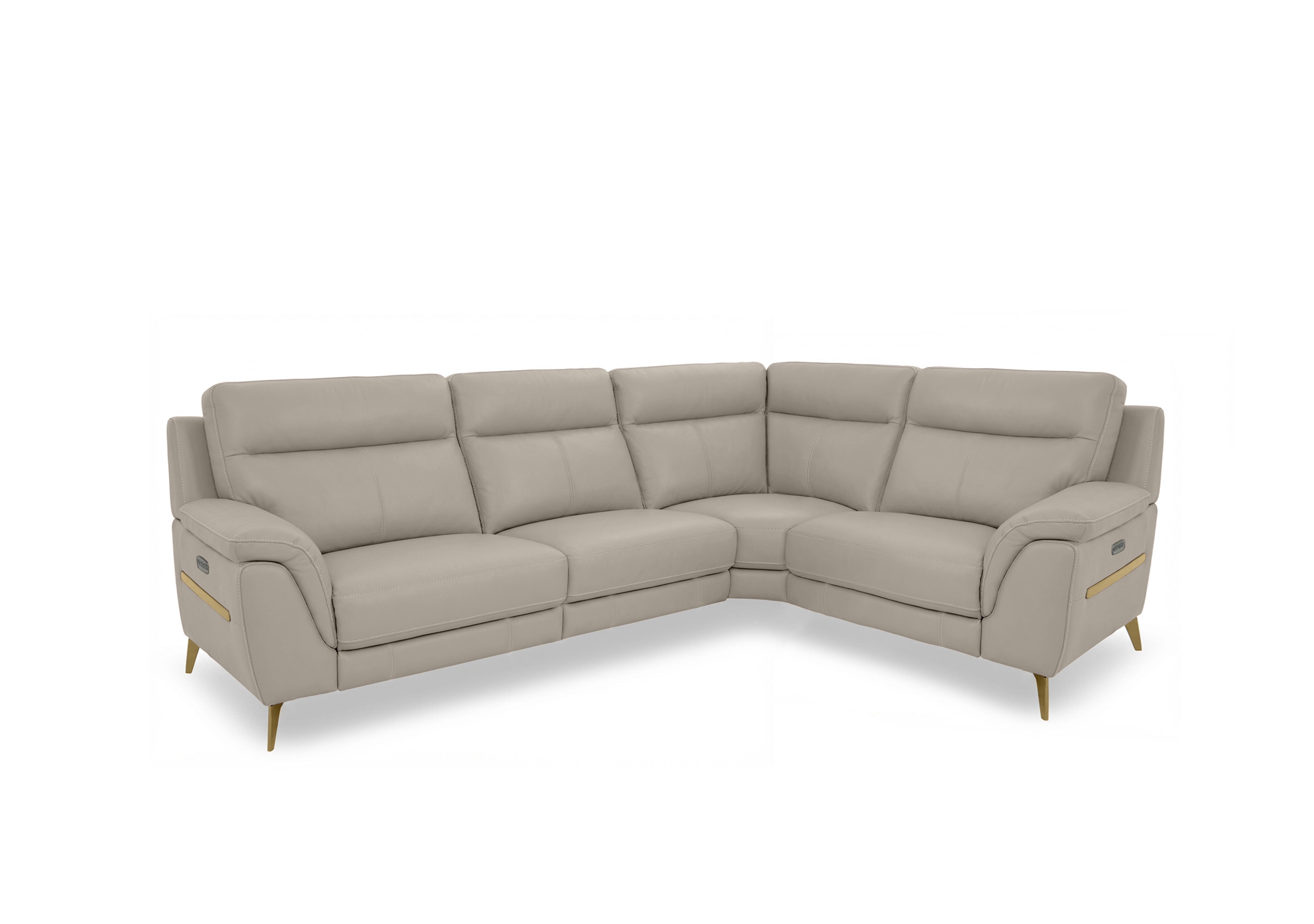 Eclipse Small Leather Corner Sofa in Nw-946b Feather Grey Br on Furniture Village