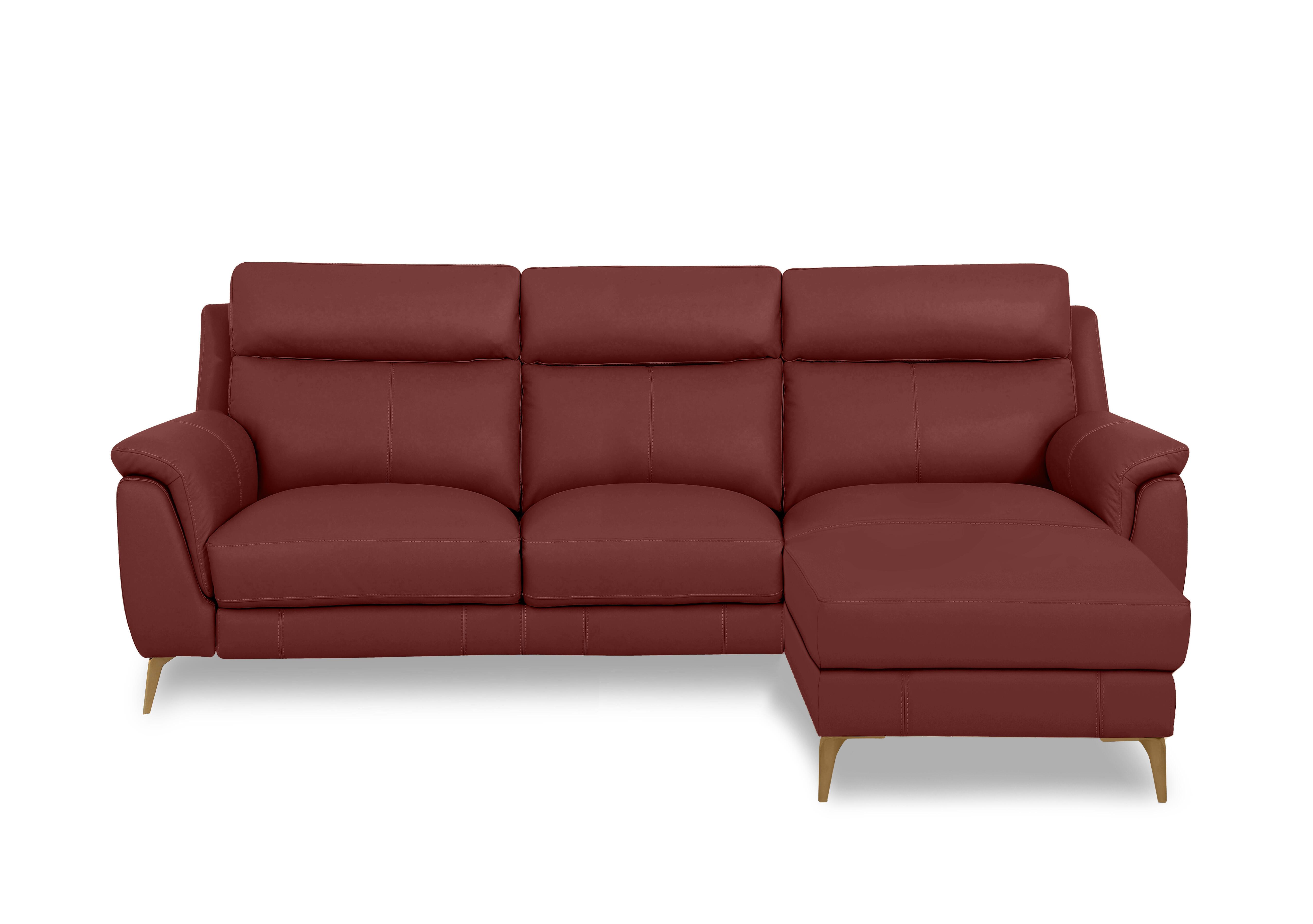 Eclipse Leather 3 Seater Chaise End Sofa in Nw-035c Deep Red Br on Furniture Village