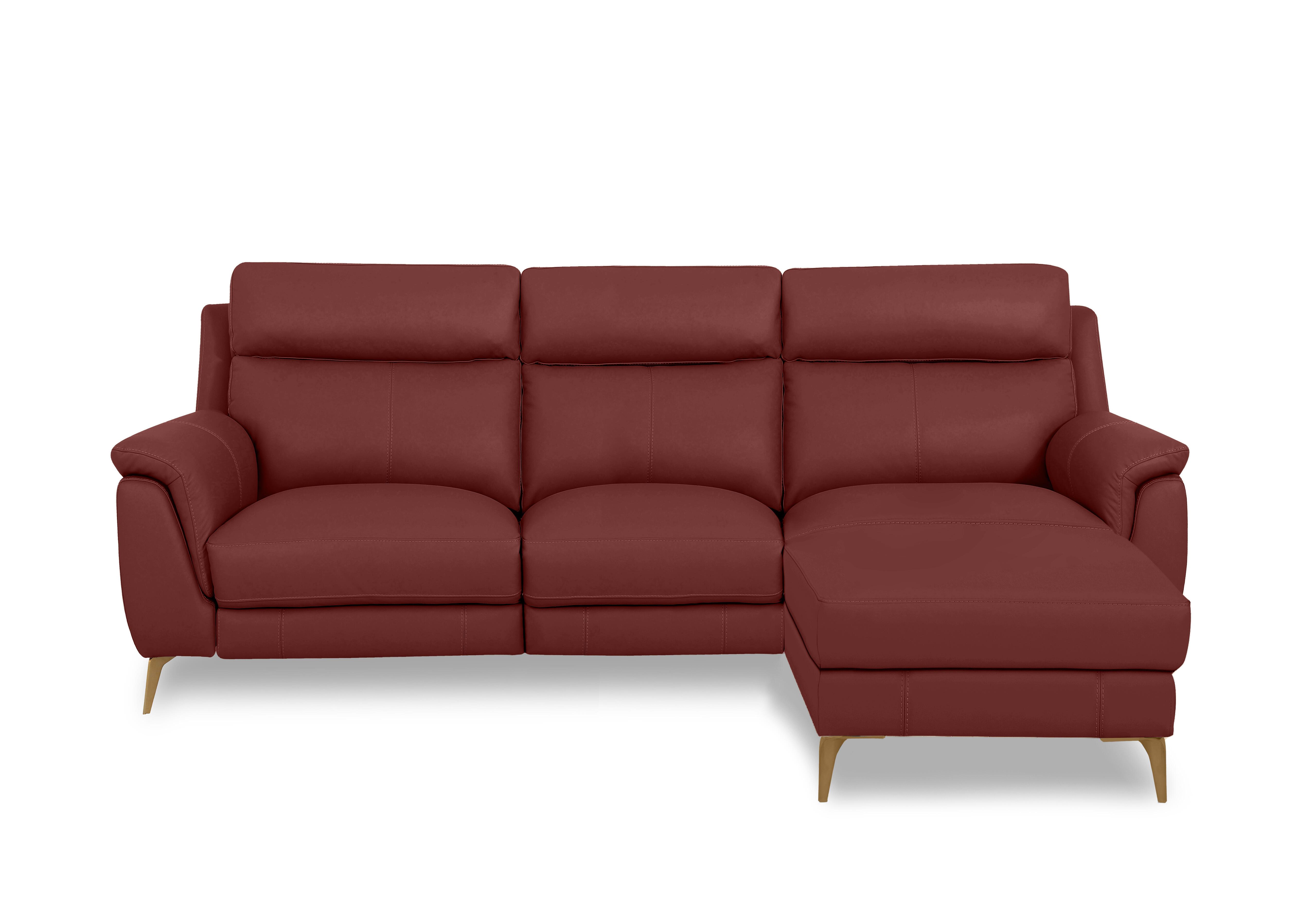Eclipse Leather 3 Seater Chaise End Sofa in Nw-035c Deep Red Br on Furniture Village