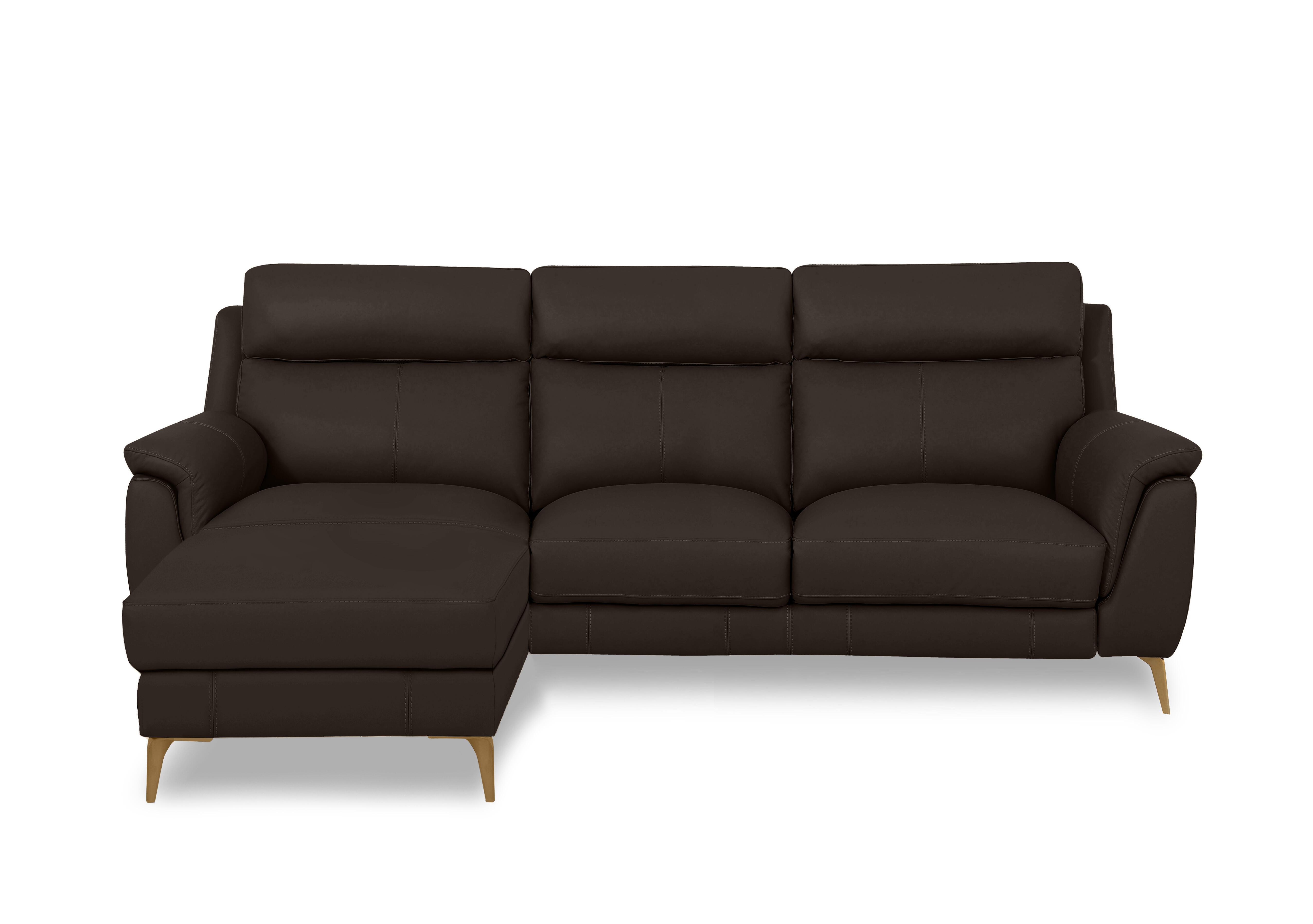 Eclipse Leather 3 Seater Chaise End Sofa in Nw-1748 Dk Choco Br on Furniture Village