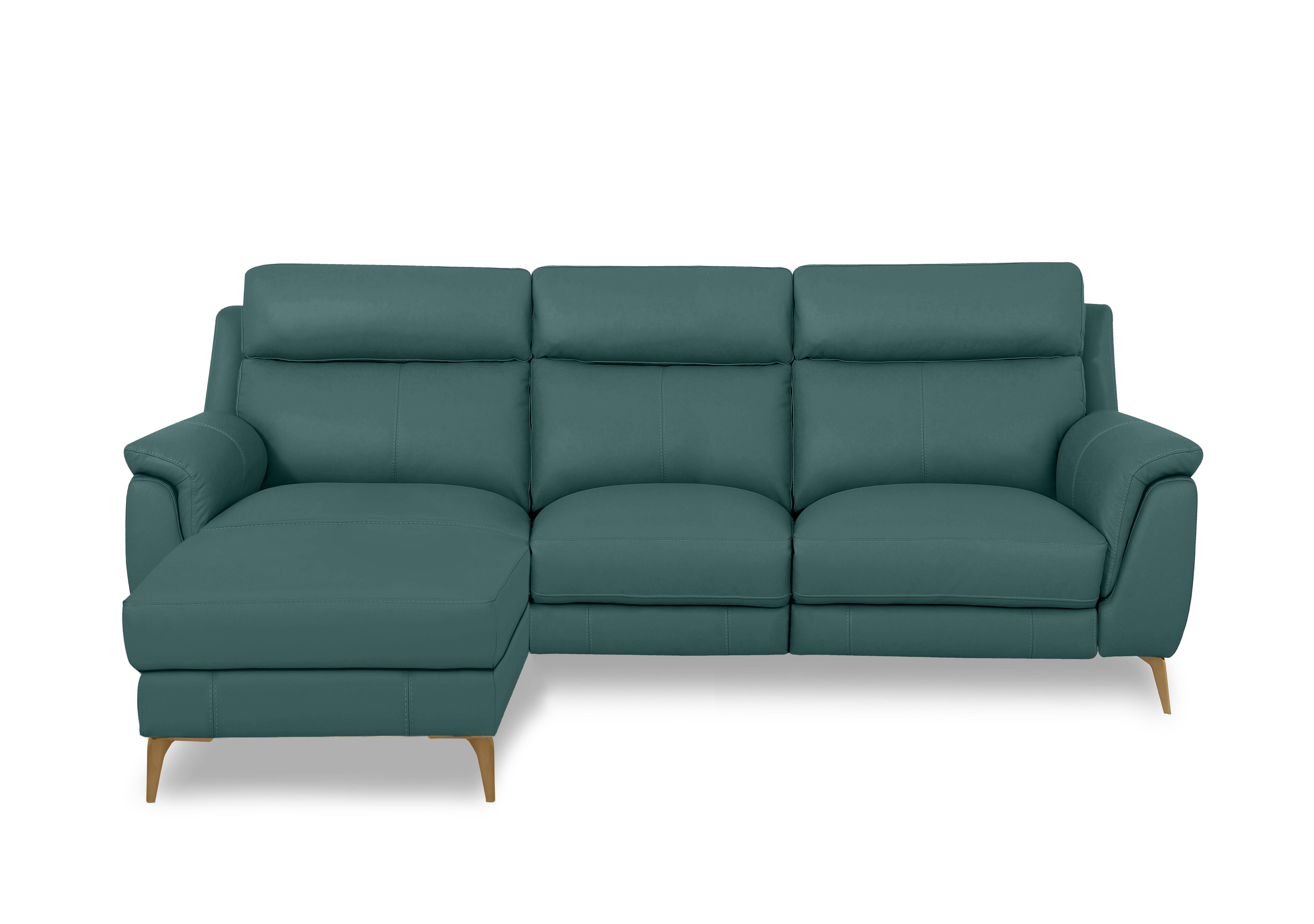 Eclipse Leather 3 Seater Chaise End Sofa in Nw-301e Lake Green Br on Furniture Village