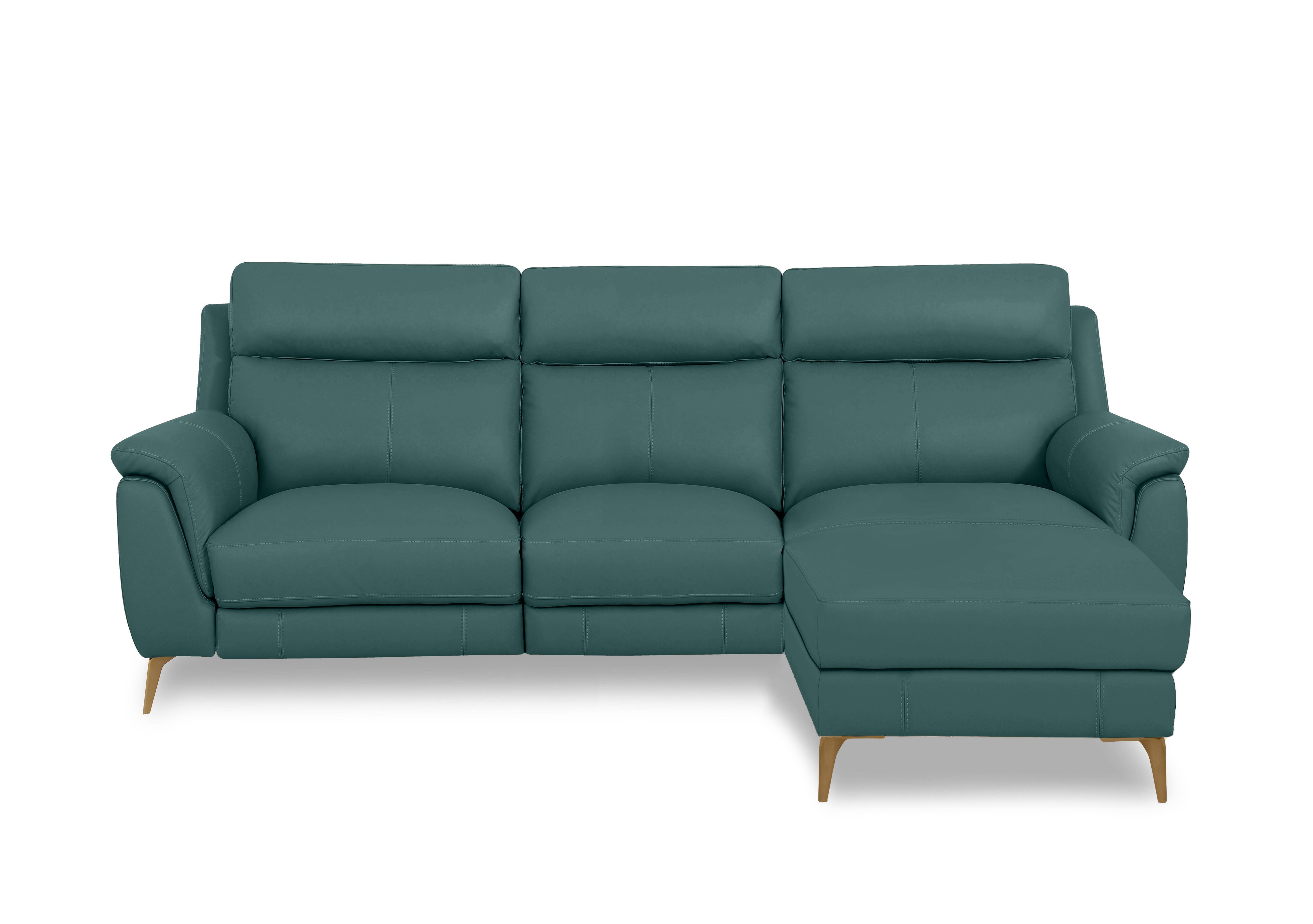 Eclipse Leather 3 Seater Chaise End Sofa in Nw-301e Lake Green Br on Furniture Village
