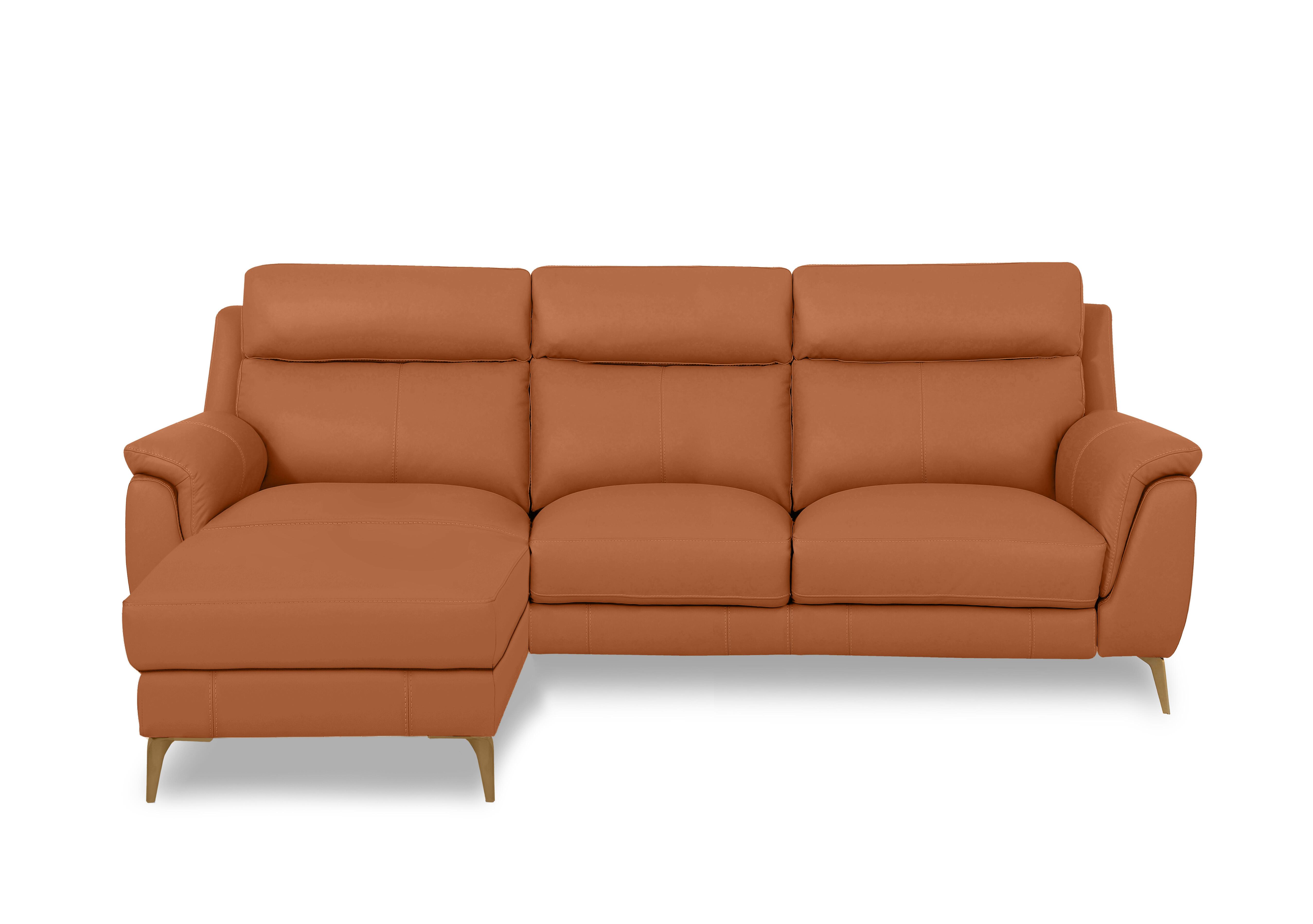 Eclipse Leather 3 Seater Chaise End Sofa in Nw-334e Pecan Brown Br on Furniture Village