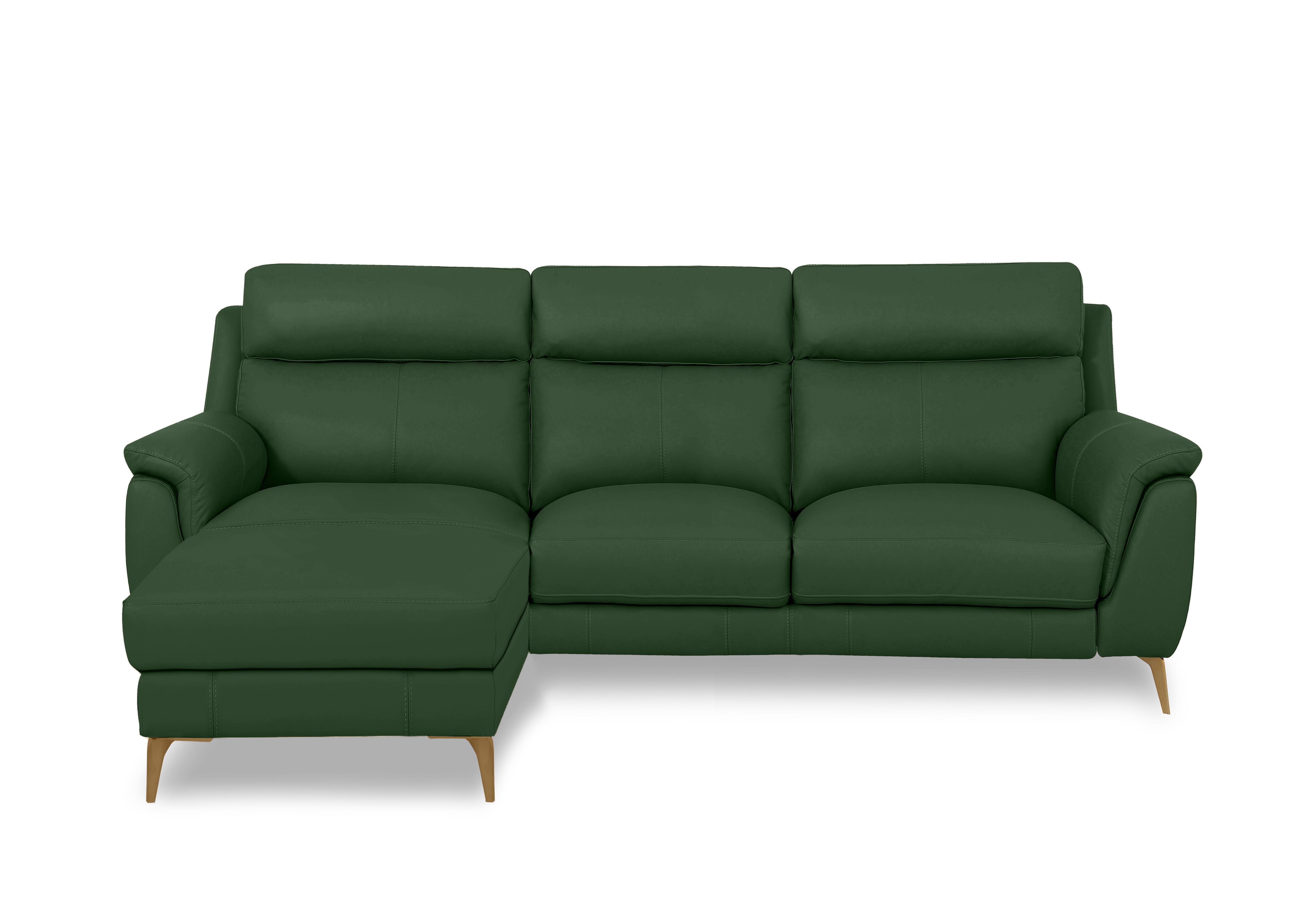 Eclipse Leather 3 Seater Chaise End Sofa in Nw-371e Chive Green Br on Furniture Village