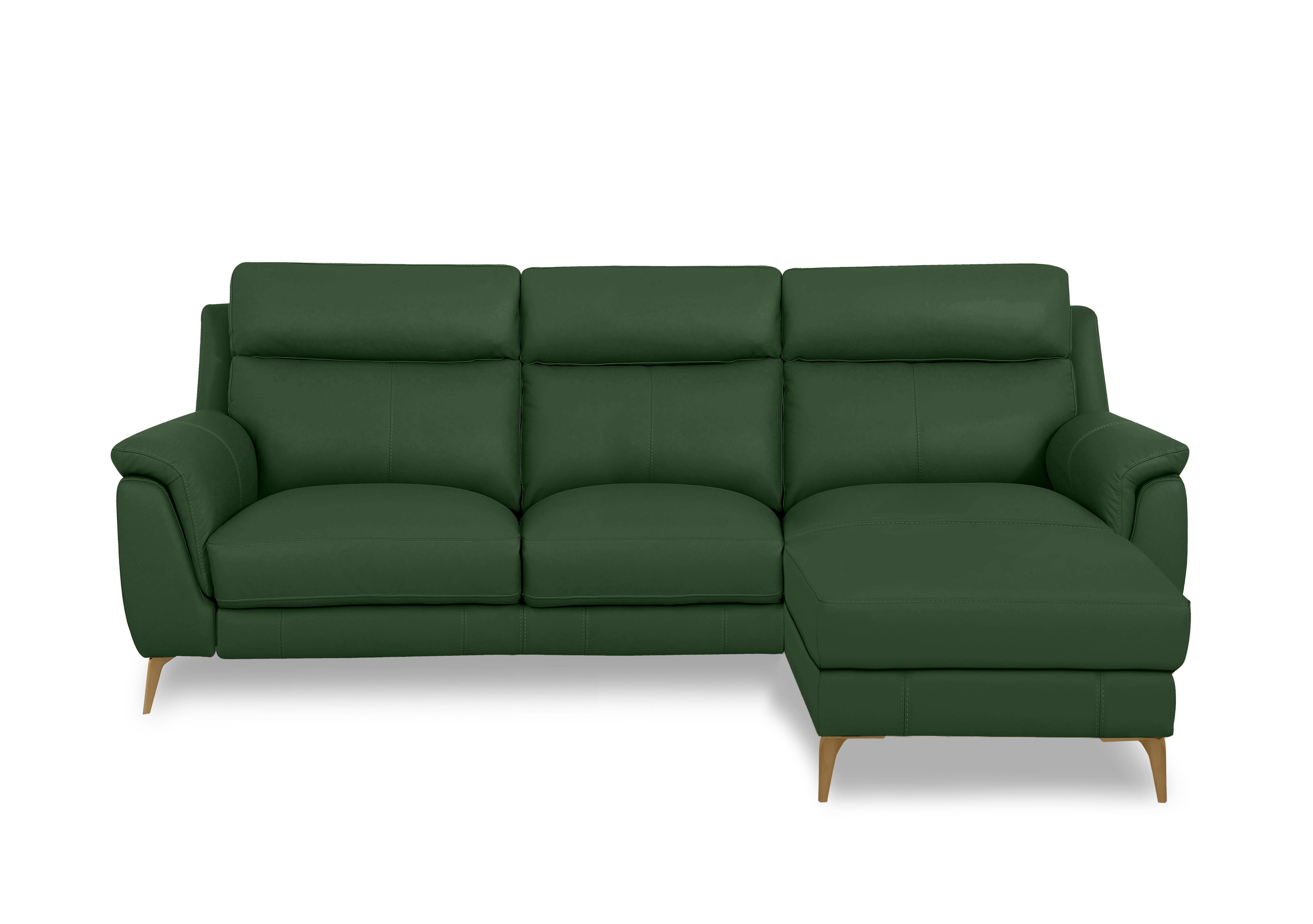 Eclipse Leather 3 Seater Chaise End Sofa in Nw-371e Chive Green Br on Furniture Village