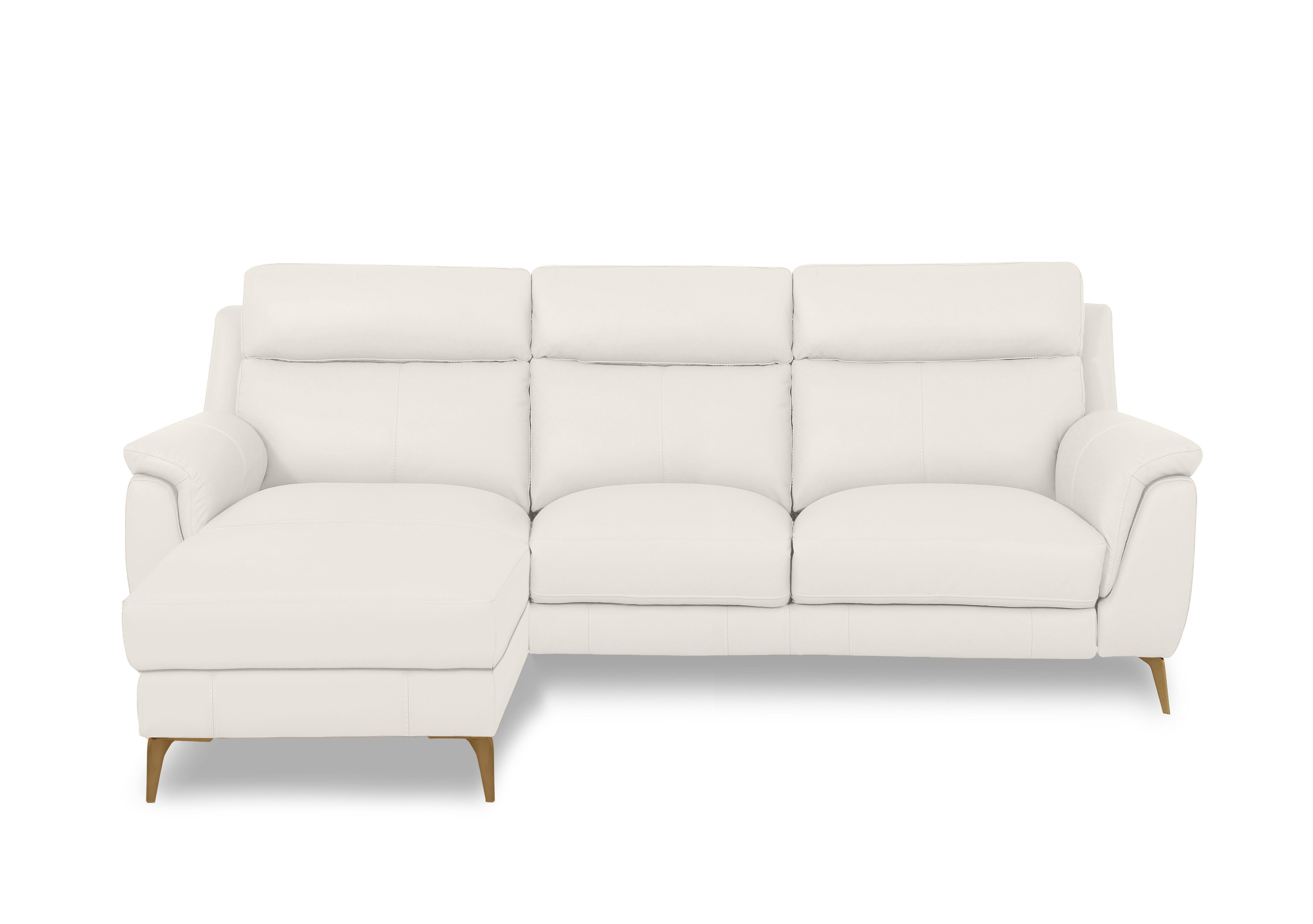 Eclipse Leather 3 Seater Chaise End Sofa in Nw-420e Star White Br on Furniture Village