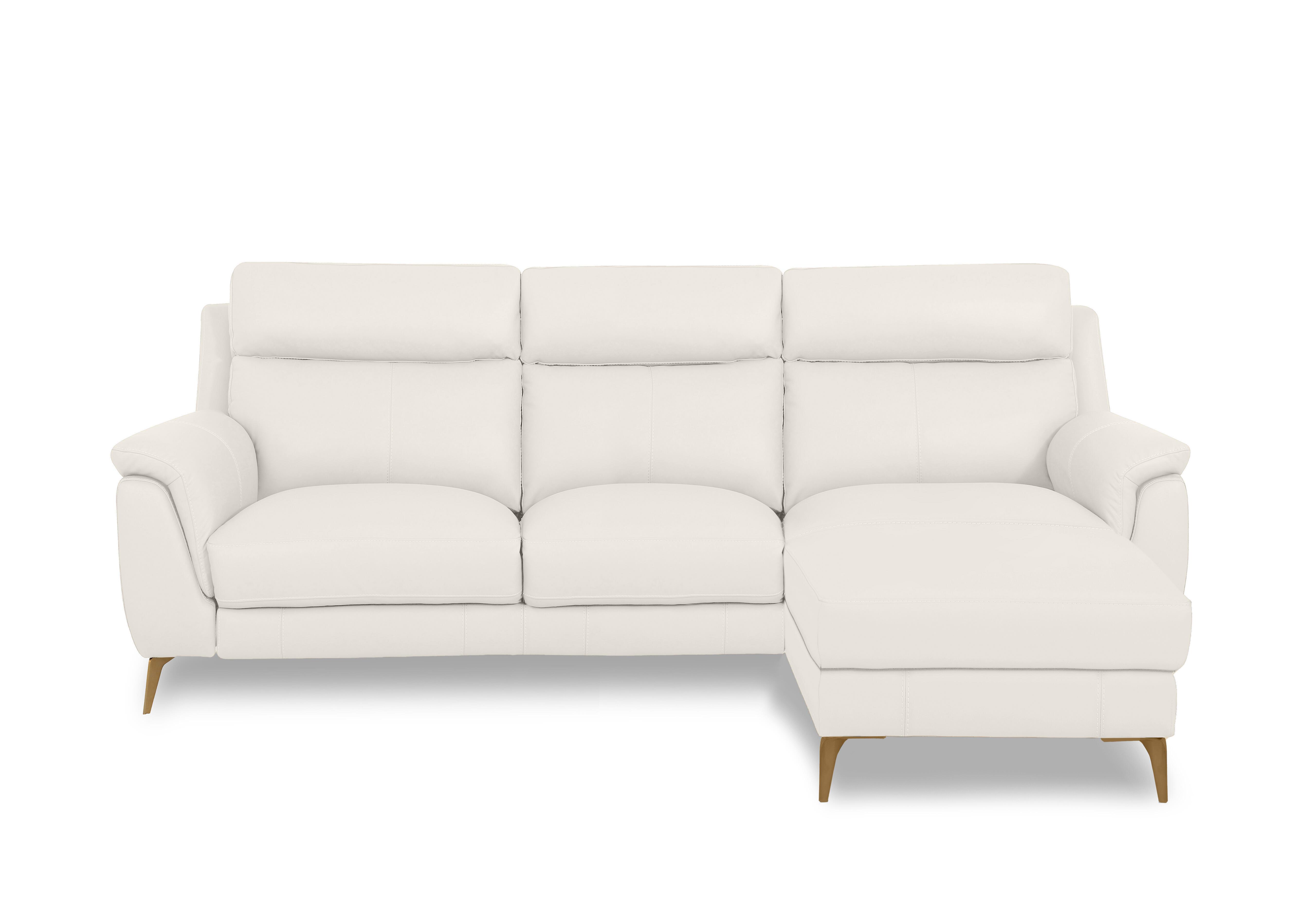 Eclipse Leather 3 Seater Chaise End Sofa in Nw-420e Star White Br on Furniture Village