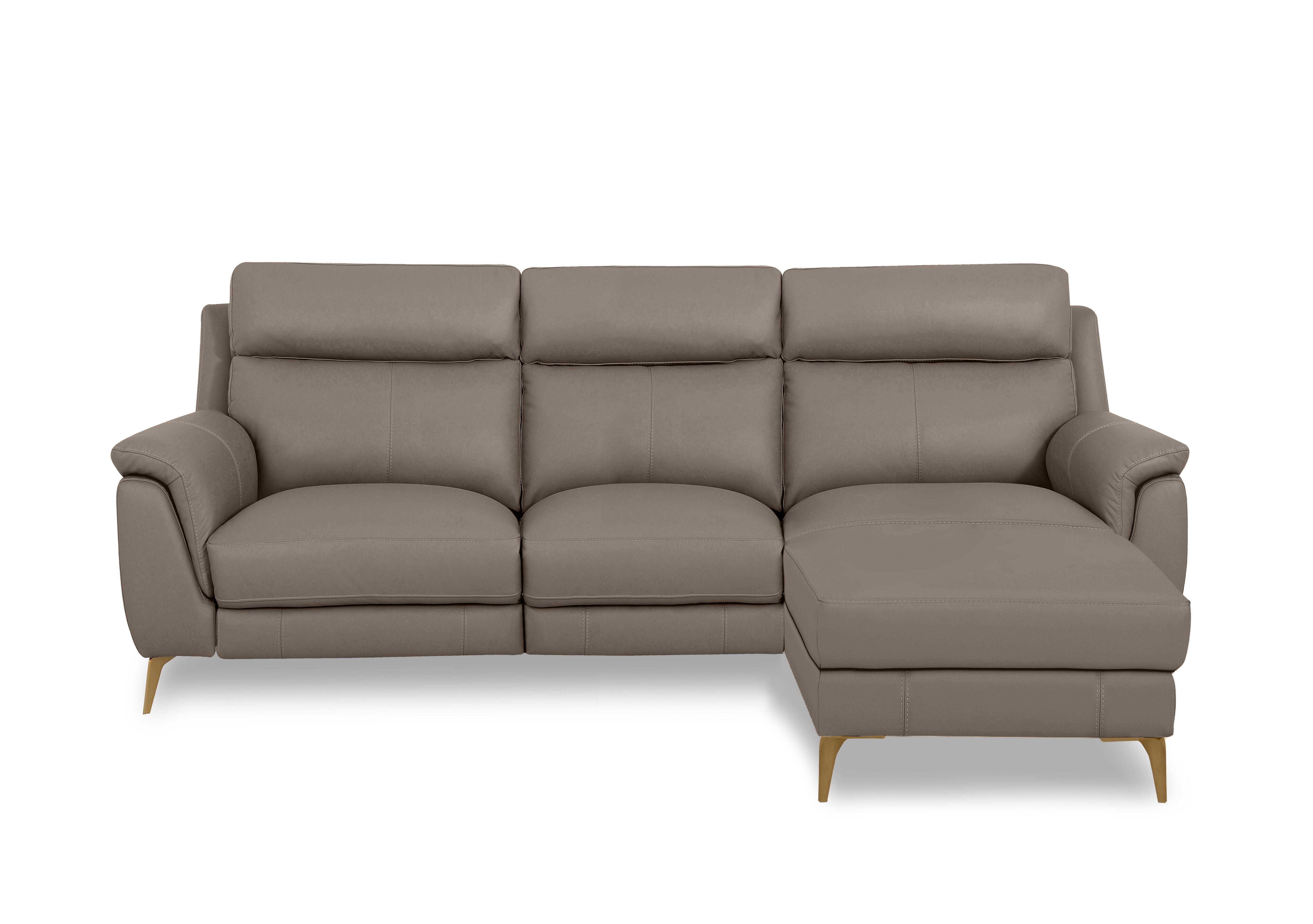 Eclipse Leather 3 Seater Chaise End Sofa in Nw-513e Pine Bark Br on Furniture Village