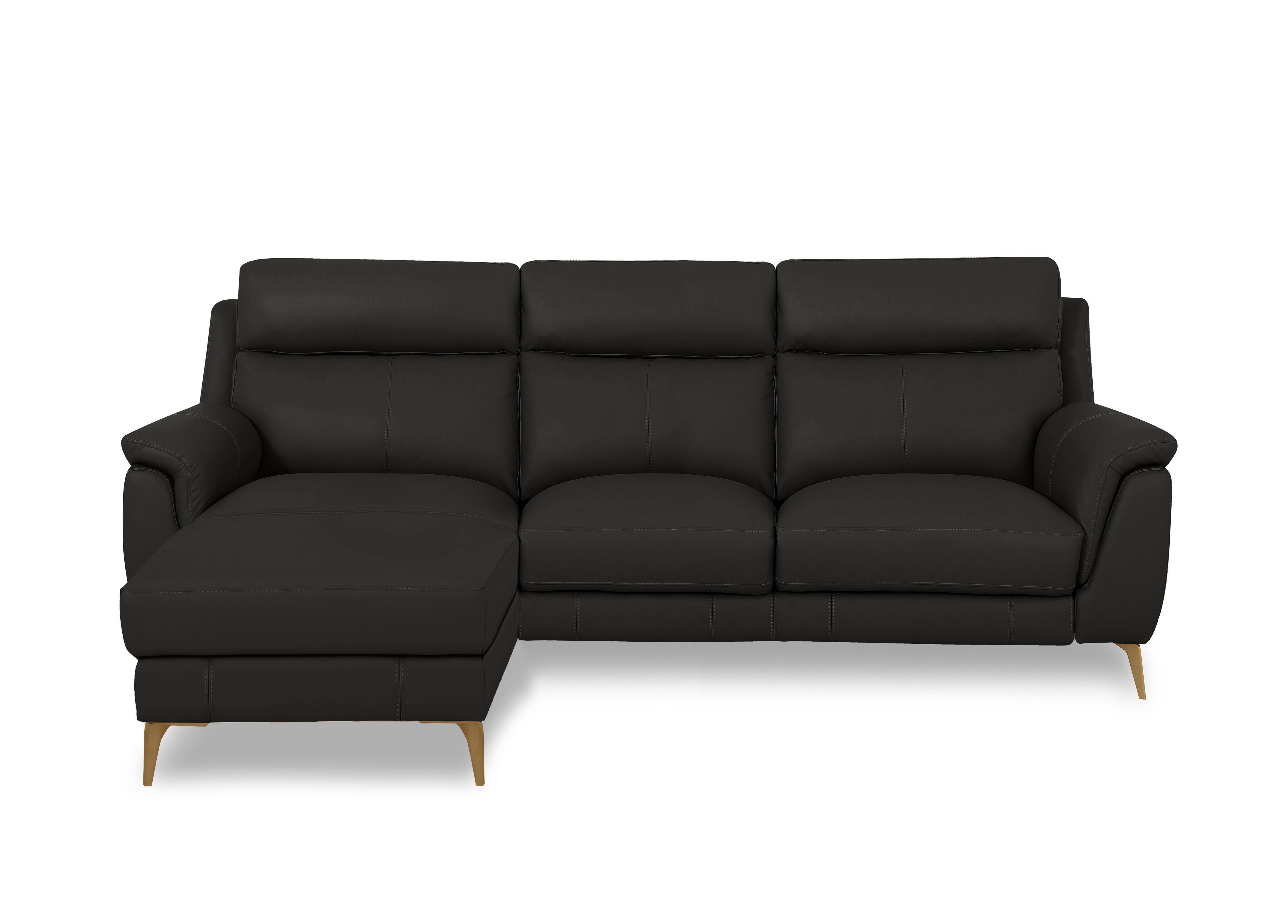 Eclipse Leather 3 Seater Chaise End Sofa in Nw-520e Black Br on Furniture Village