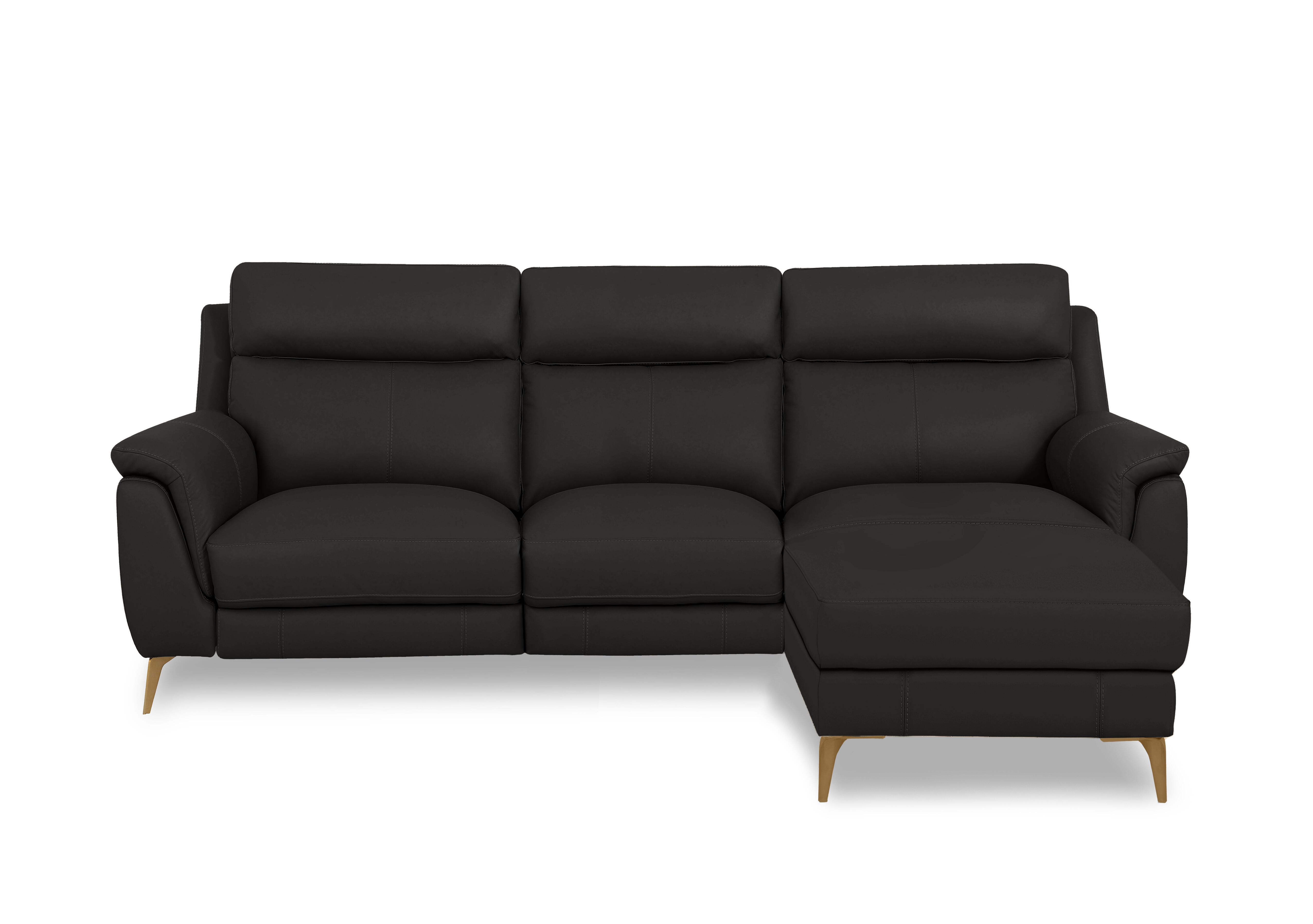 Eclipse Leather 3 Seater Chaise End Sofa in Nw-520e Black Br on Furniture Village