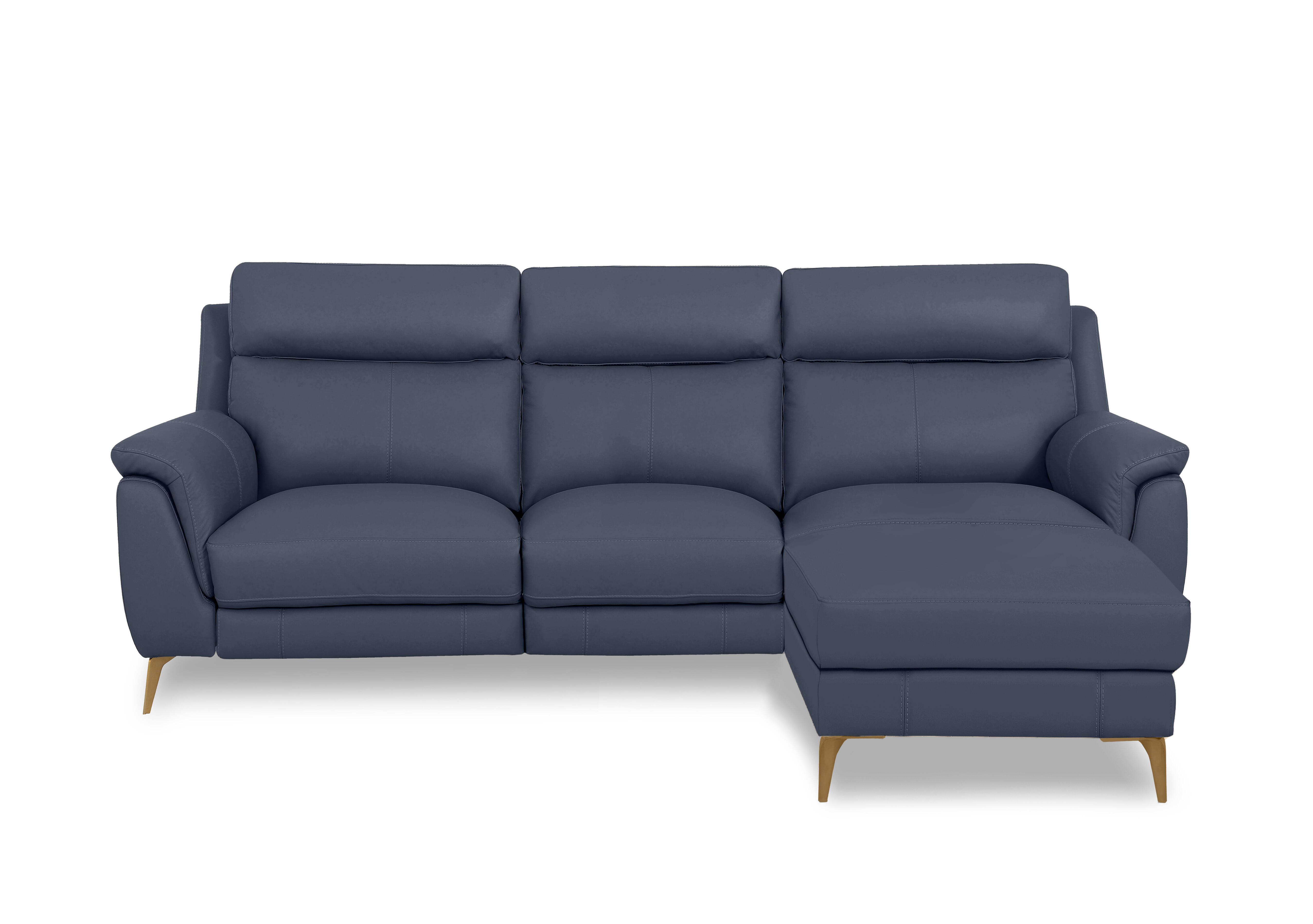 Eclipse Leather 3 Seater Chaise End Sofa in Nw-681e Ocean Br on Furniture Village