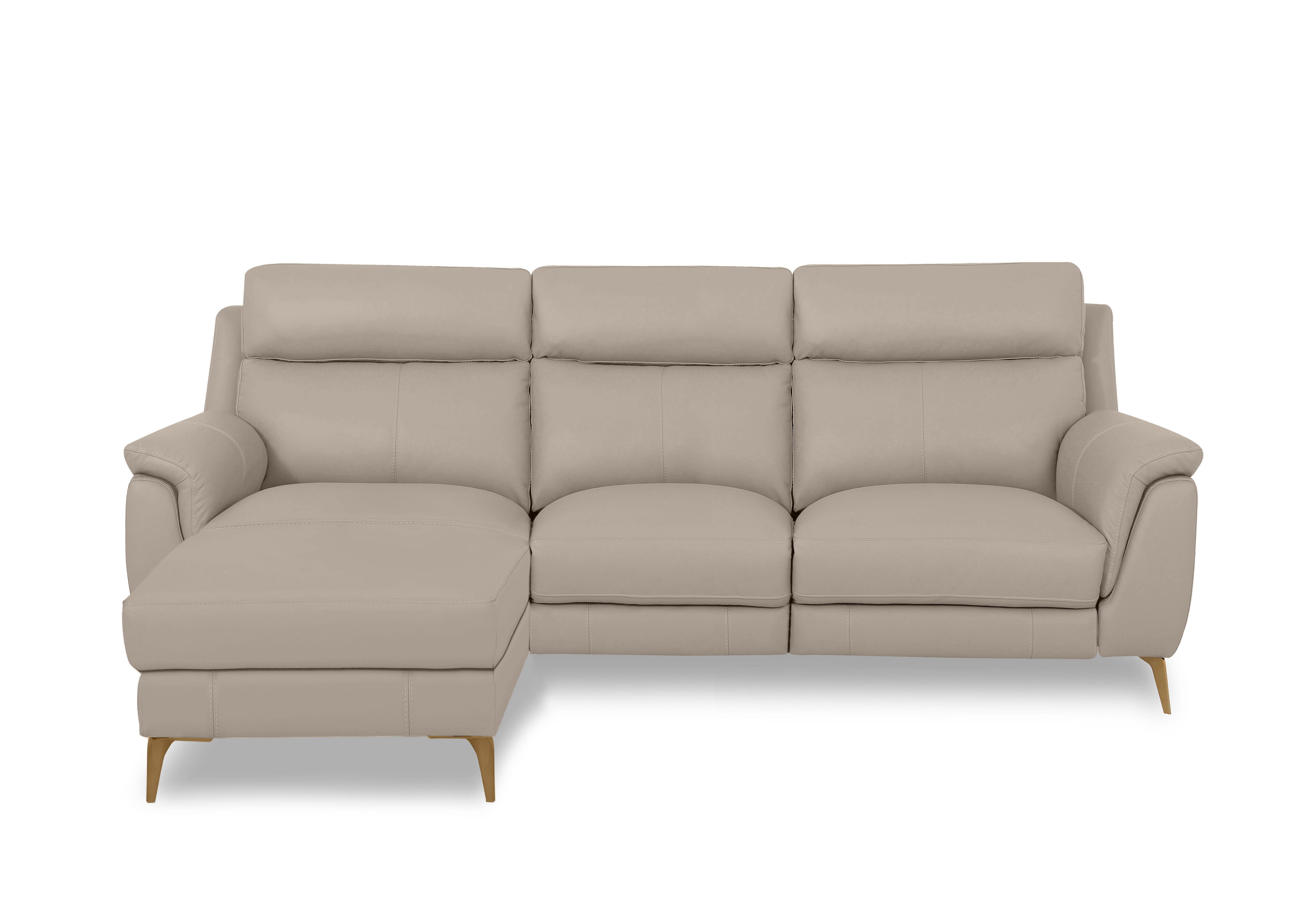 Eclipse Leather 3 Seater Chaise End Sofa in Nw-946b Feather Grey Br on Furniture Village