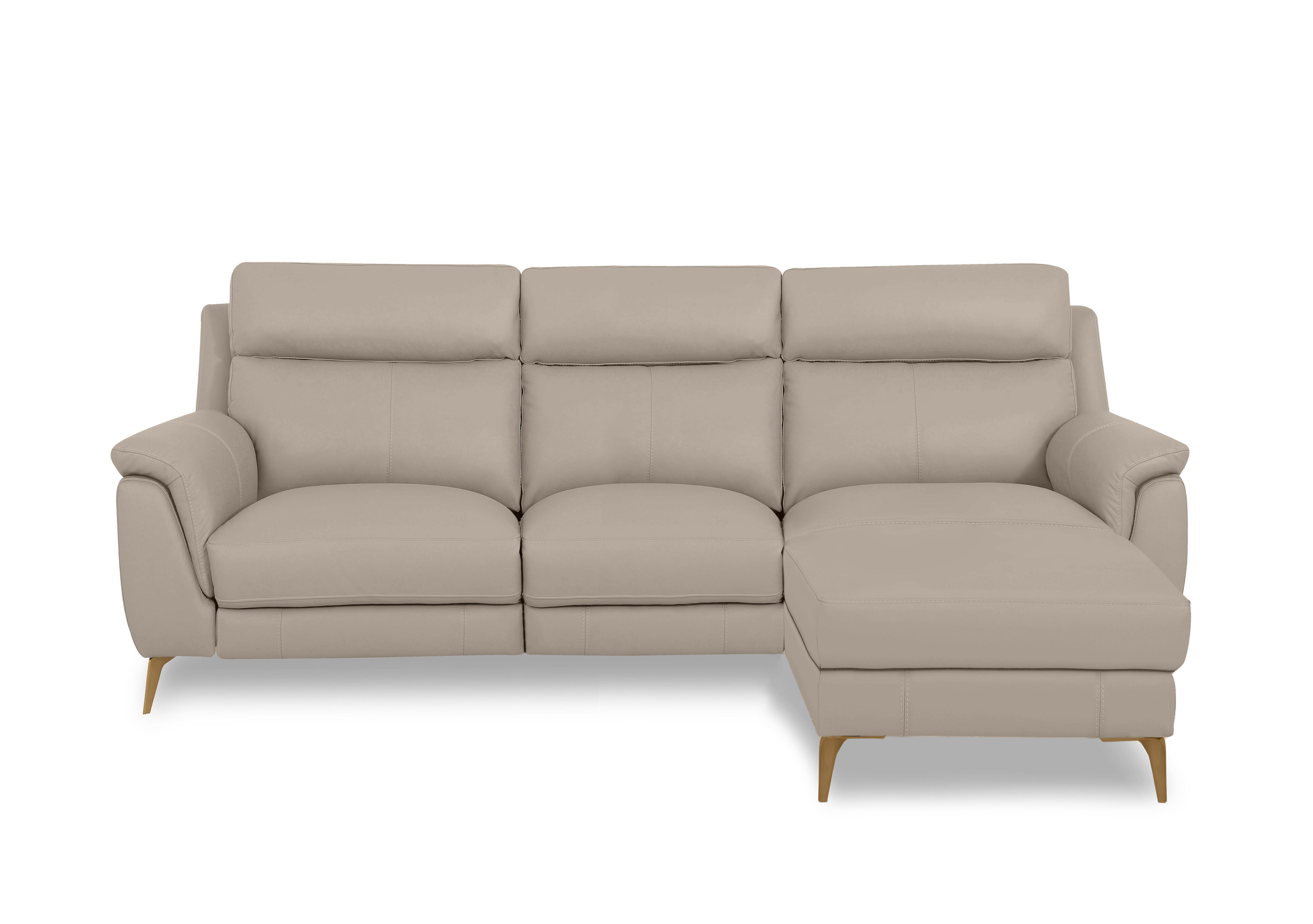Eclipse Leather 3 Seater Chaise End Sofa in Nw-946b Feather Grey Br on Furniture Village