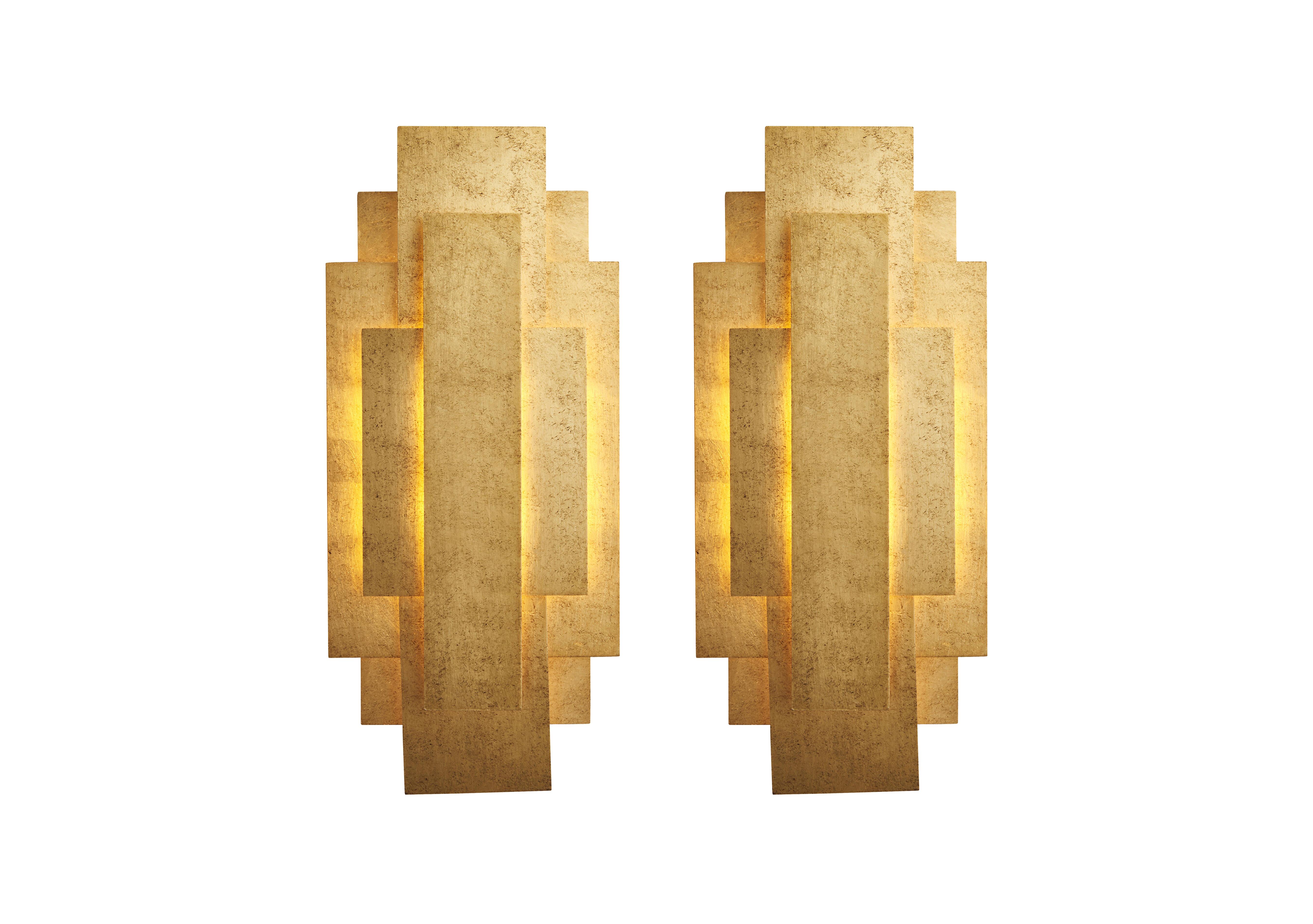 Ovid Pair of Wall Lights in Gold on Furniture Village