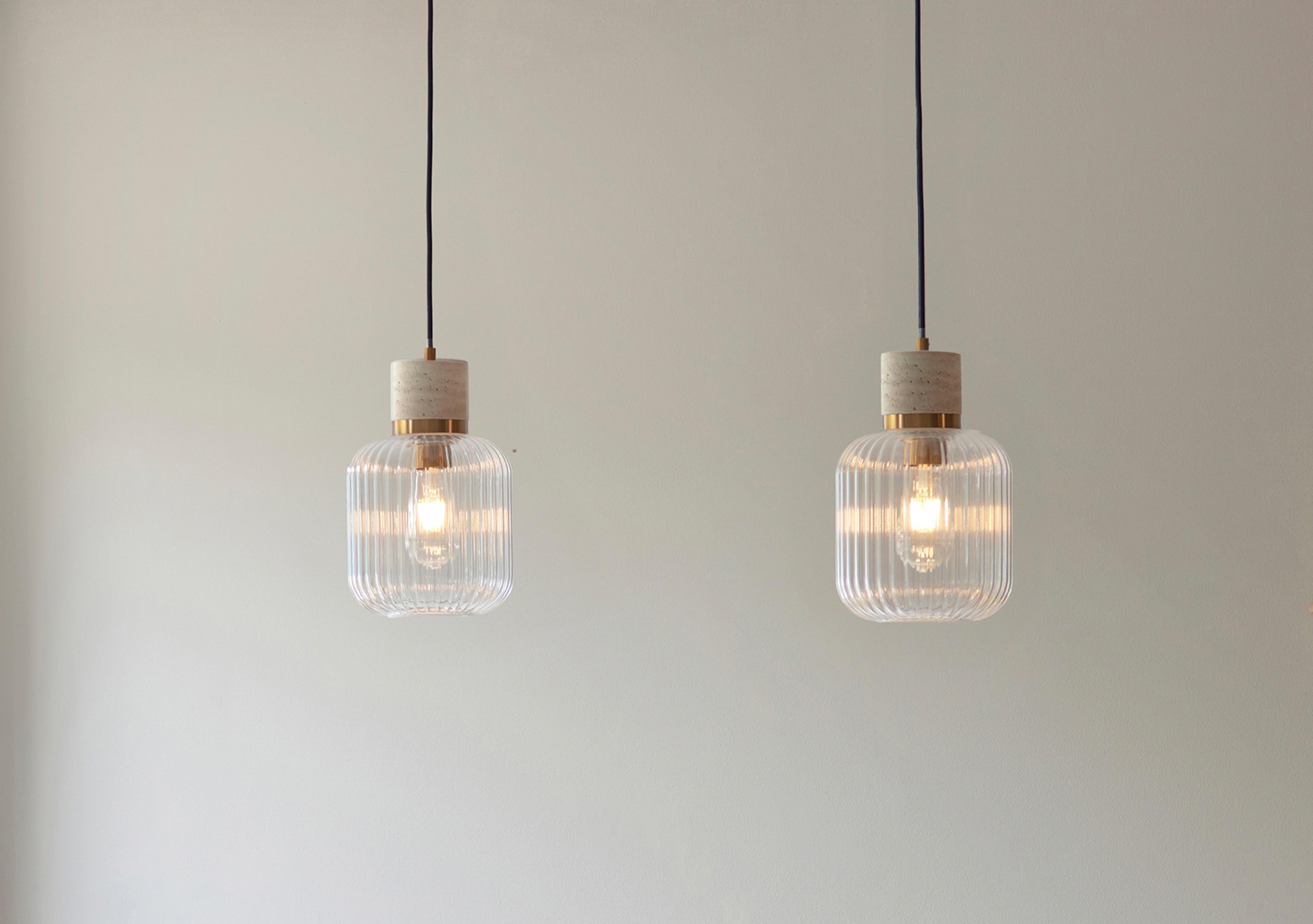 Travi 1 Light Ribbed Ceiling Pendant in  on Furniture Village