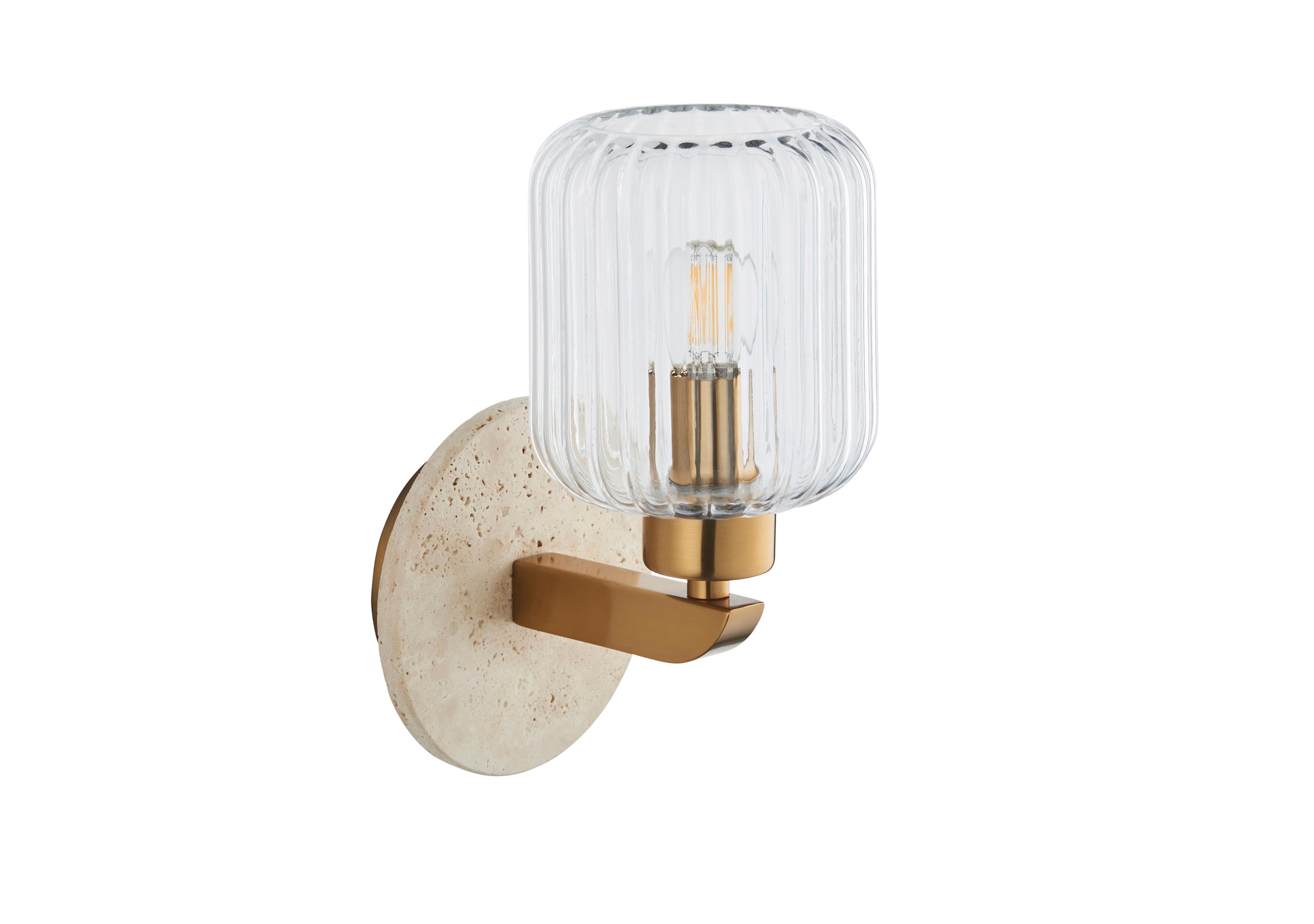Travi 1 Light Ribbed Wall Light in Natural on Furniture Village