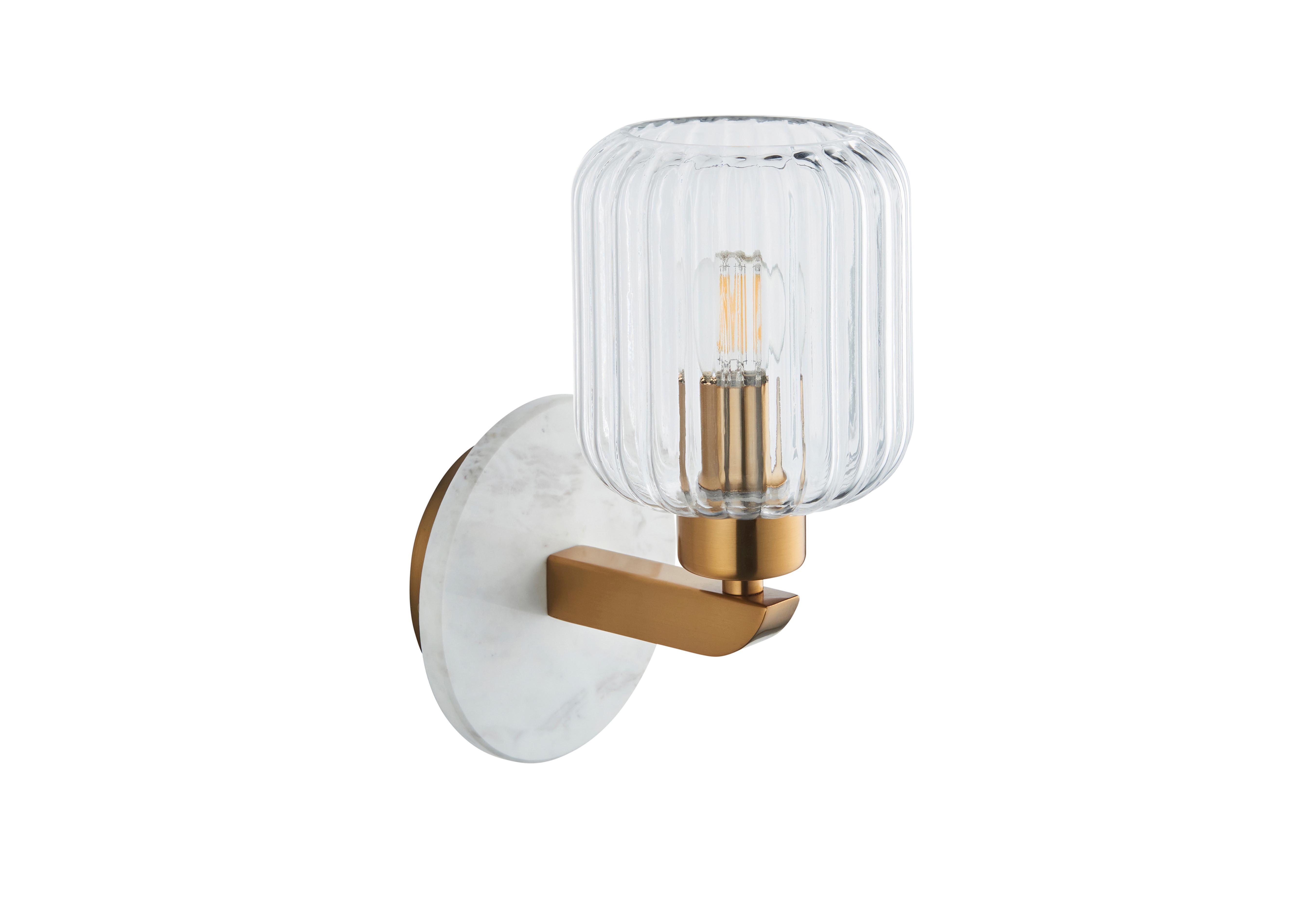 Travi 1 Light Ribbed Wall Light in White on Furniture Village