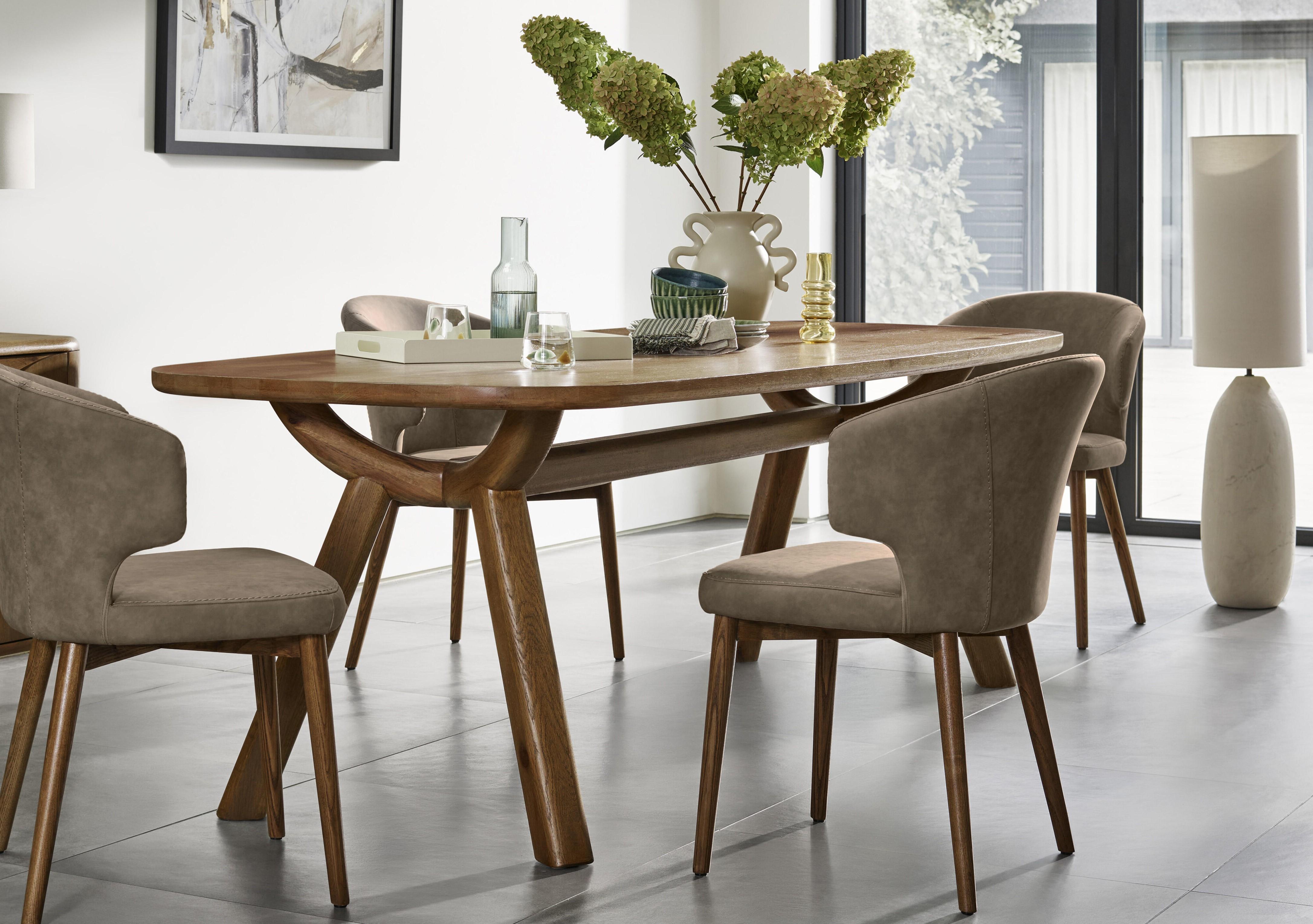 Pien Boat Shaped Oak Fixed Dining Table in  on Furniture Village