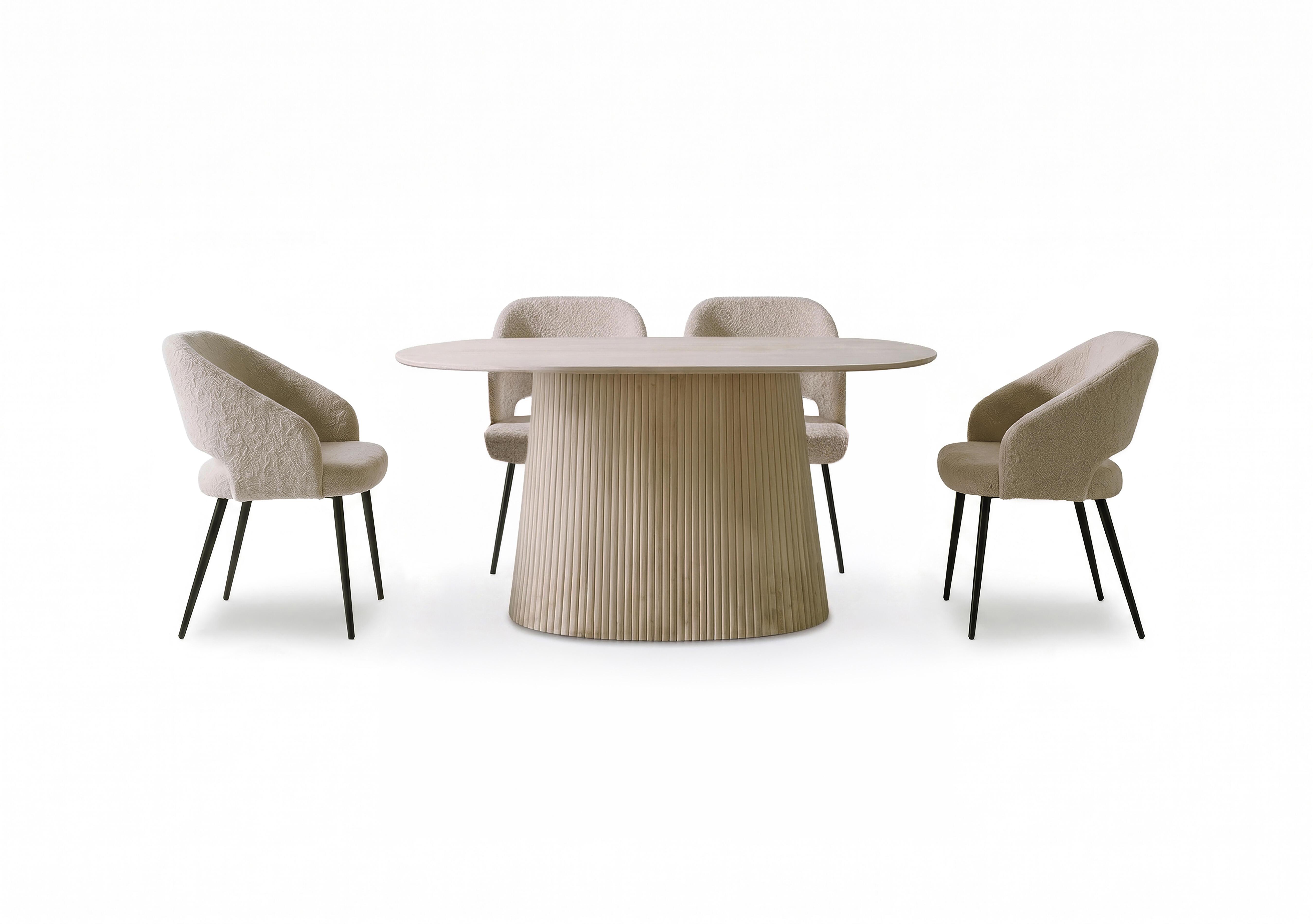Romeo Oval Dining Table and 4 Fabric Dining Chairs in  on Furniture Village
