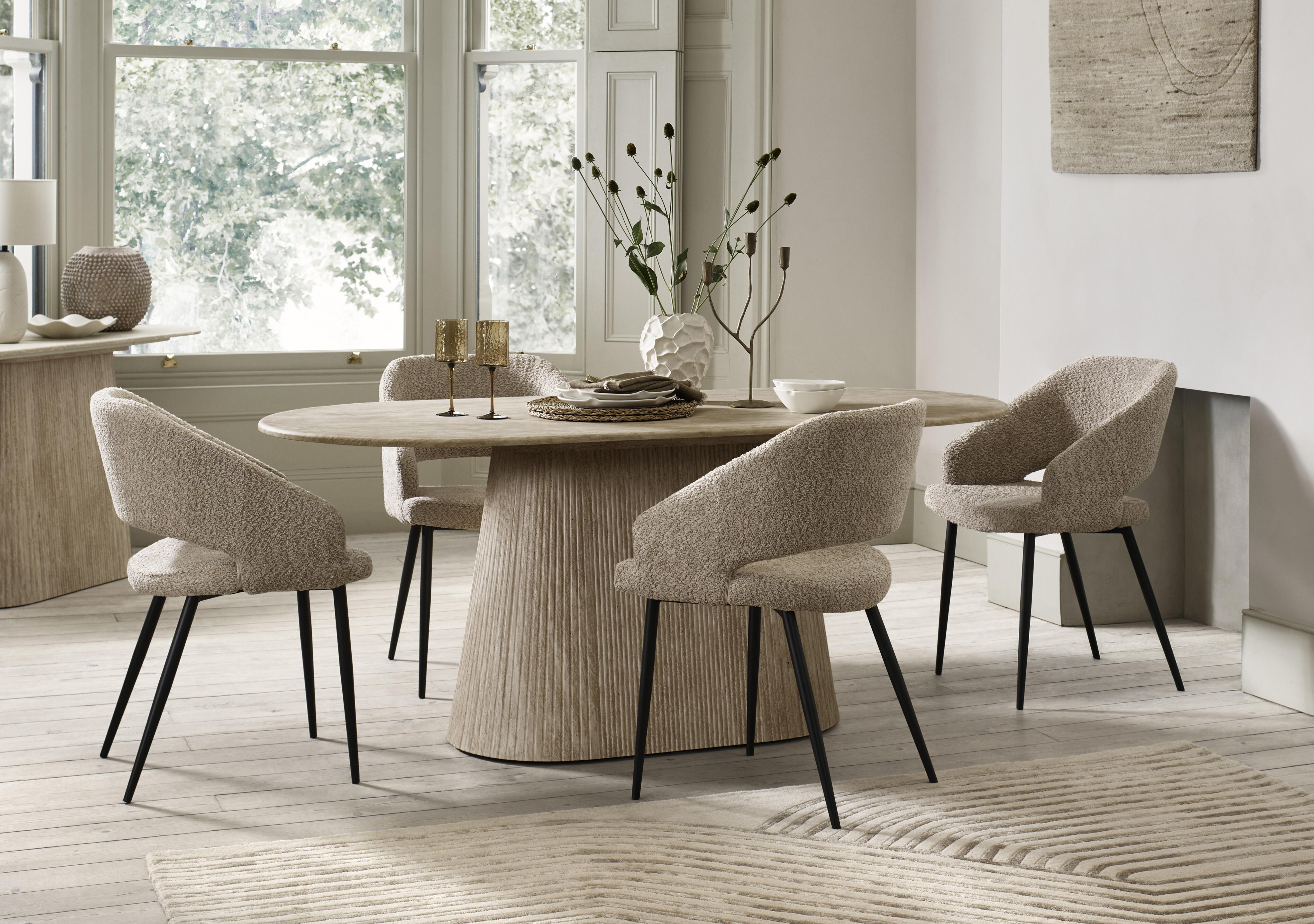 Romeo Rectangular Dining Table and 4 Fabric Dining Chairs in  on Furniture Village