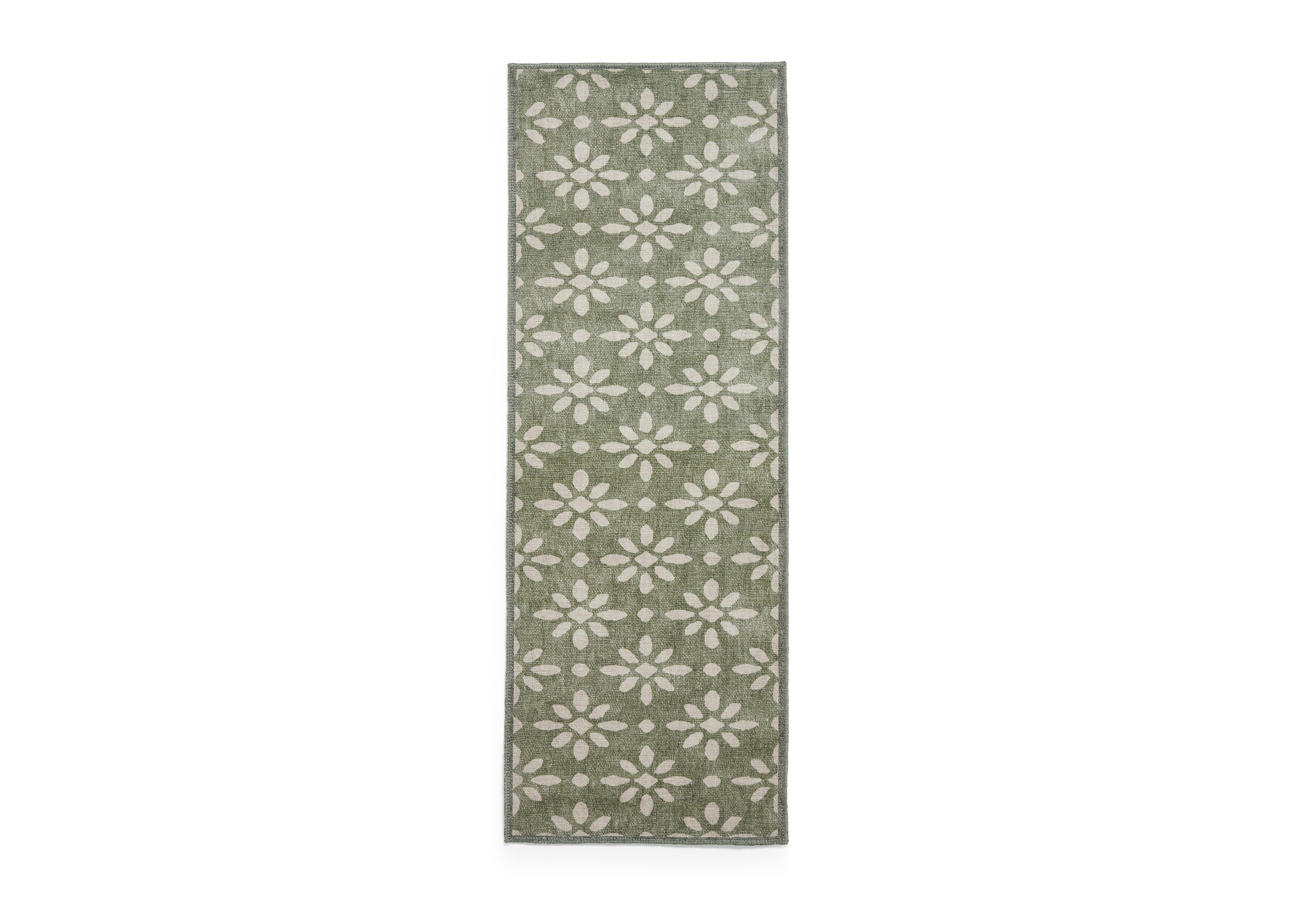Saphira Washable Runner in Green on Furniture Village