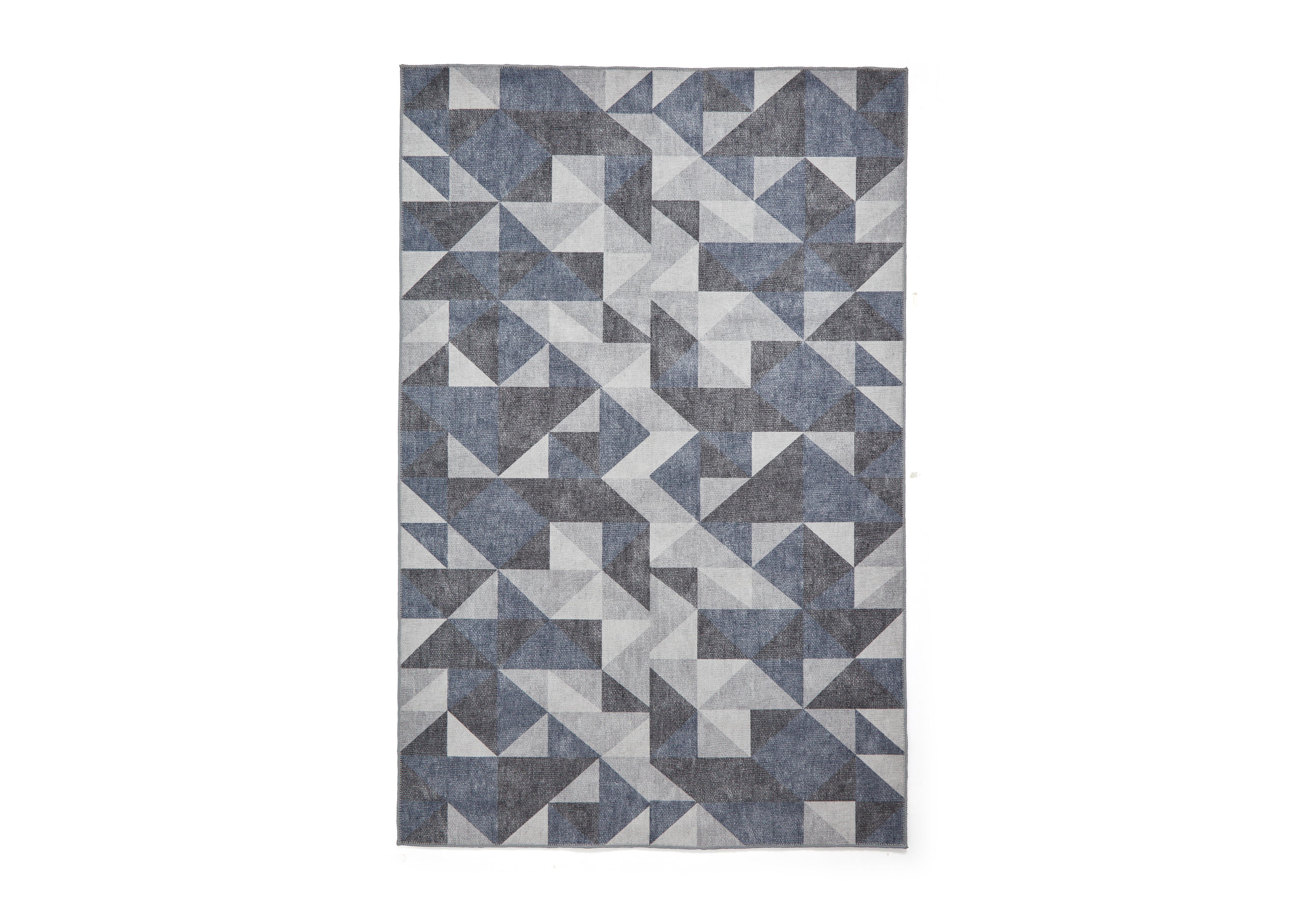 Veya Washable Rug in Blue - Grey on Furniture Village