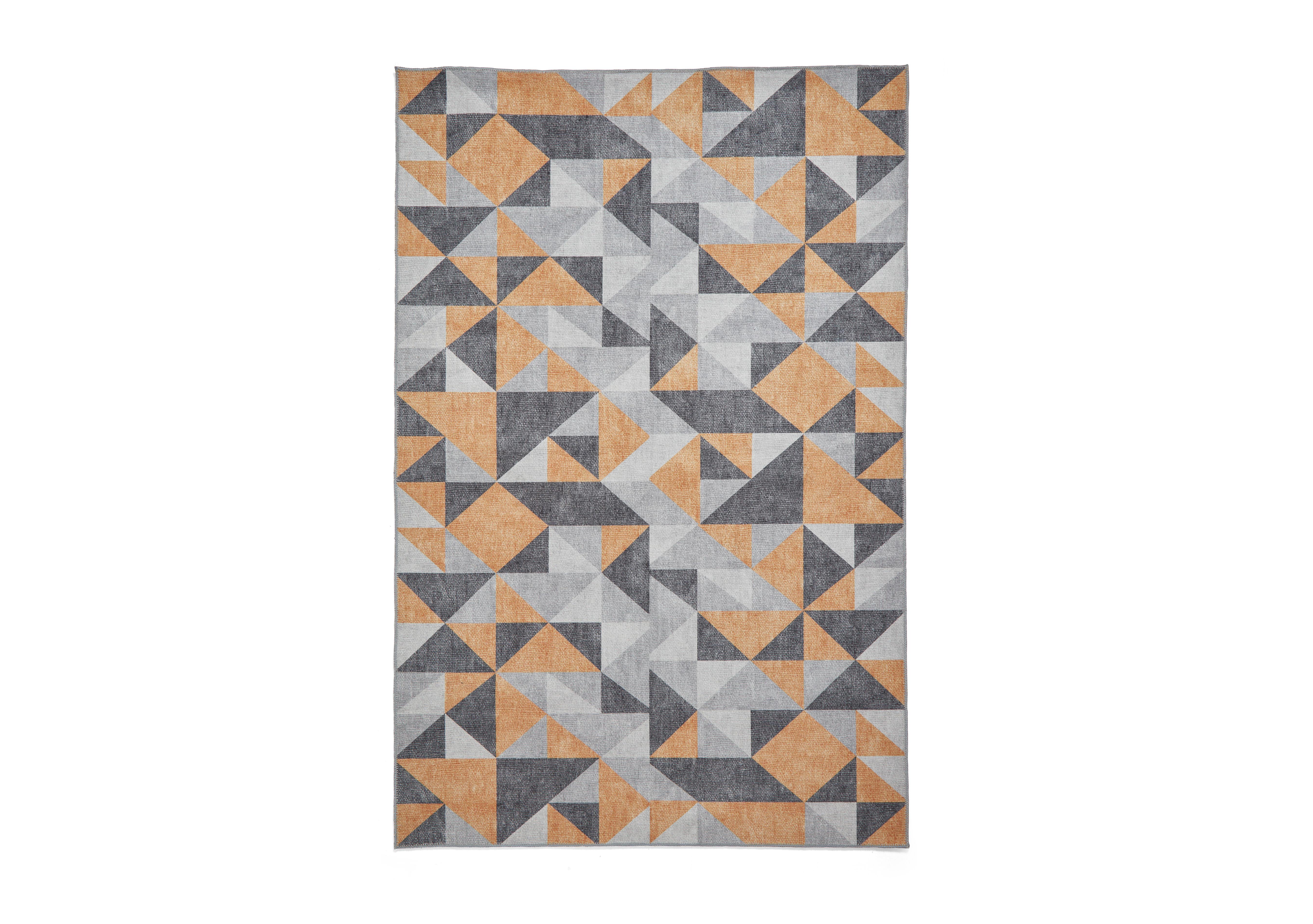 Veya Washable Rug in Yellow - Grey on Furniture Village