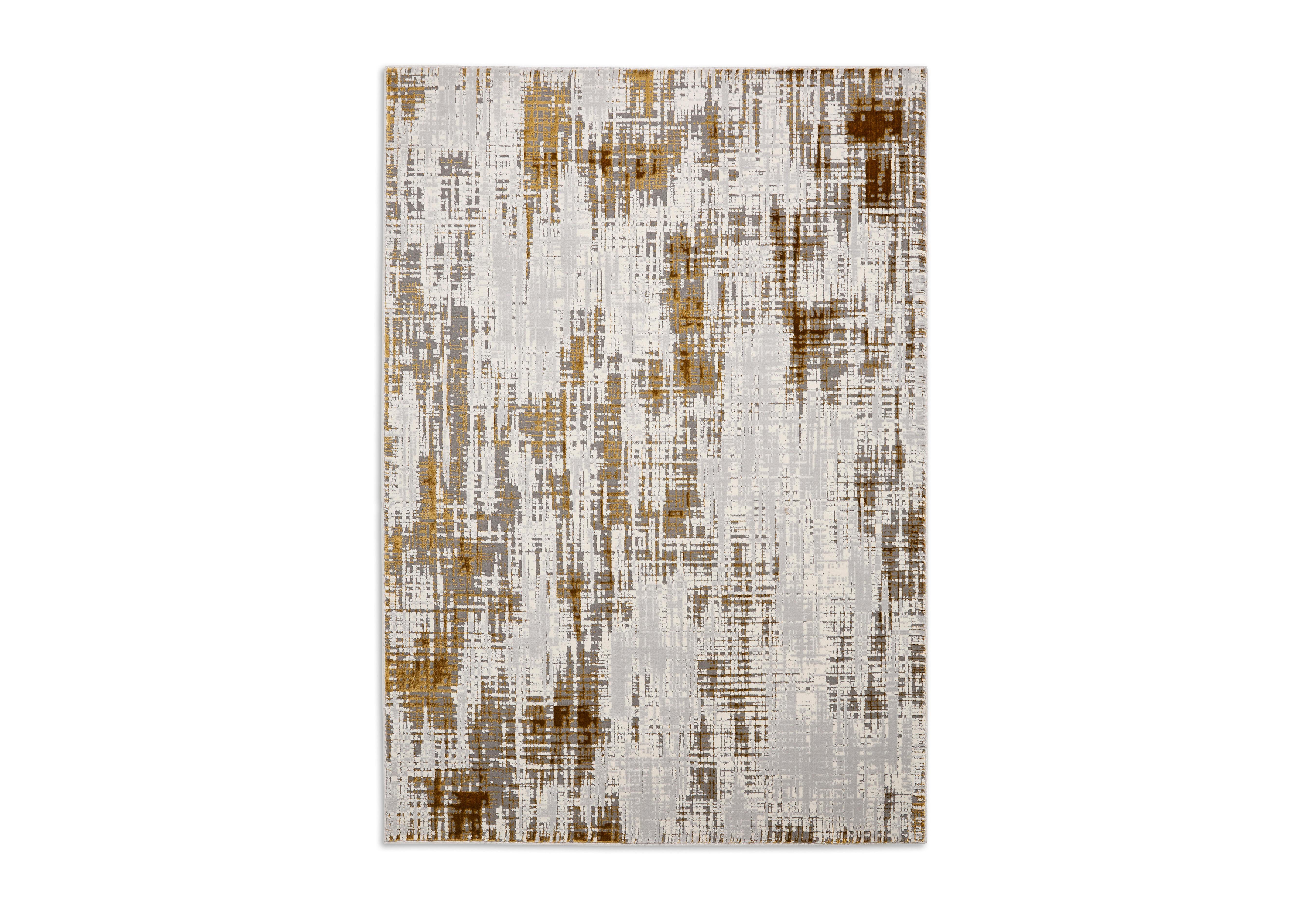Akari Rug in Grey - Gold on Furniture Village