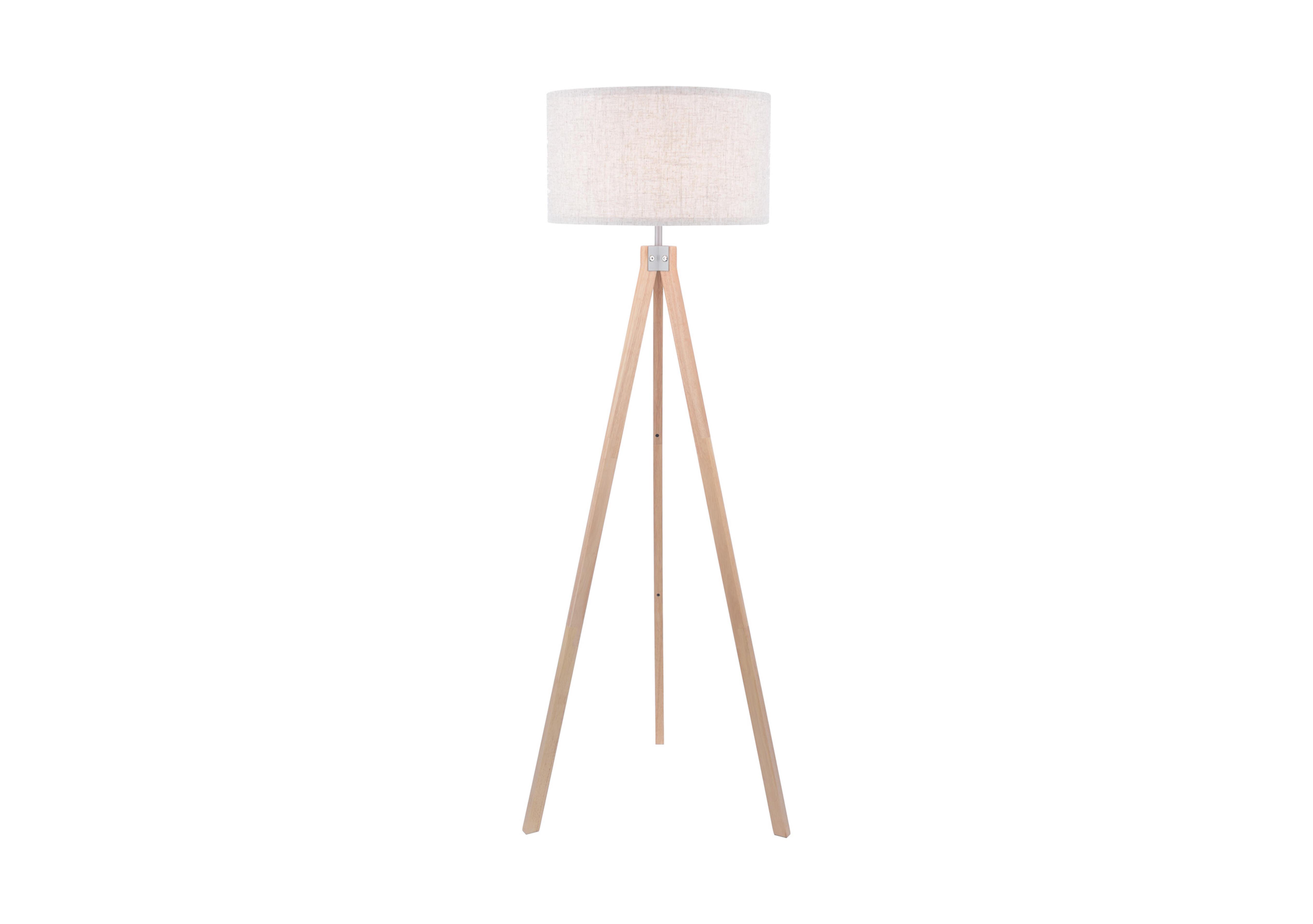 Arlena Tripod Floor Lamp in Natural Wood on Furniture Village