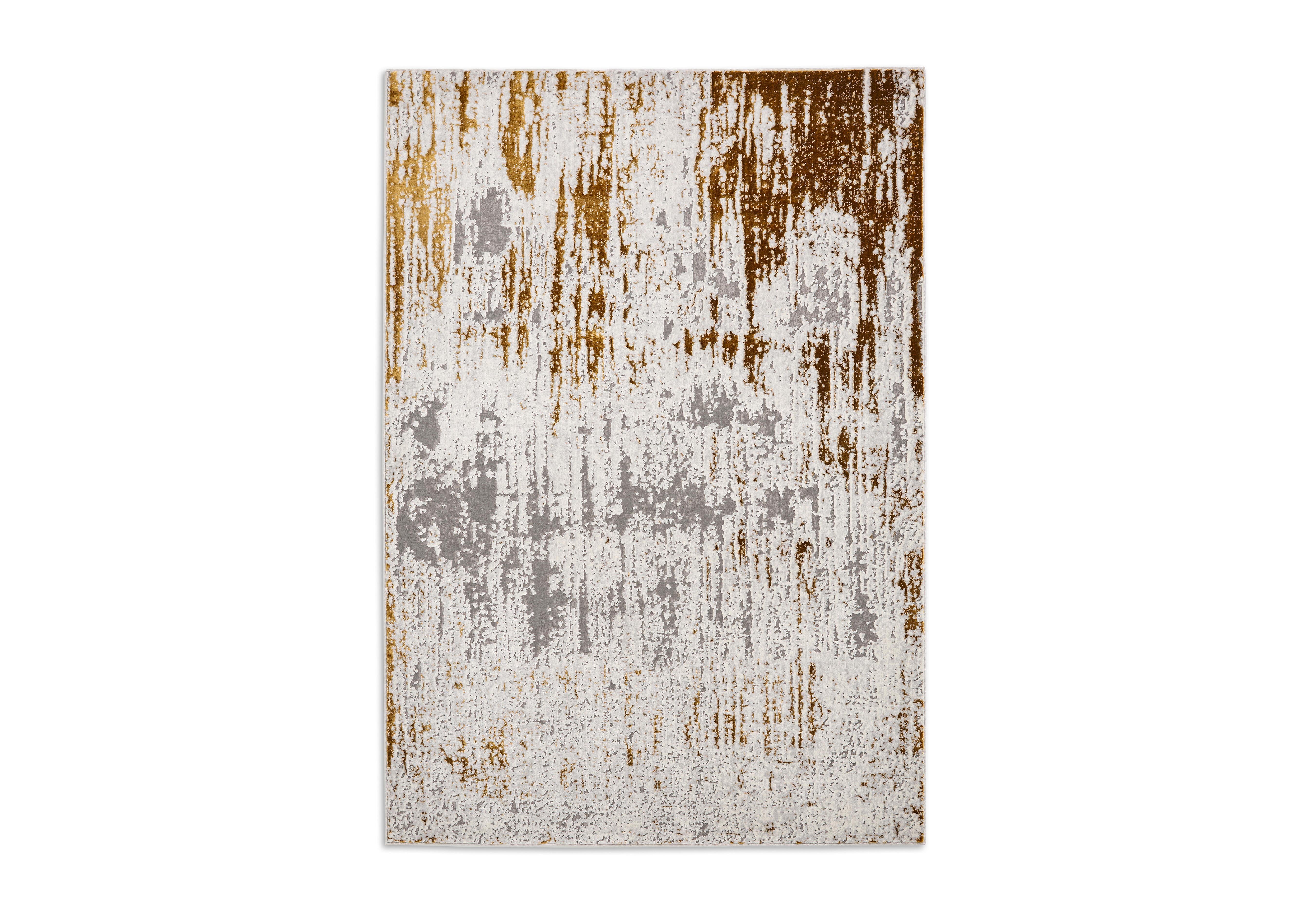 Asaro Rug in Grey - Gold on Furniture Village