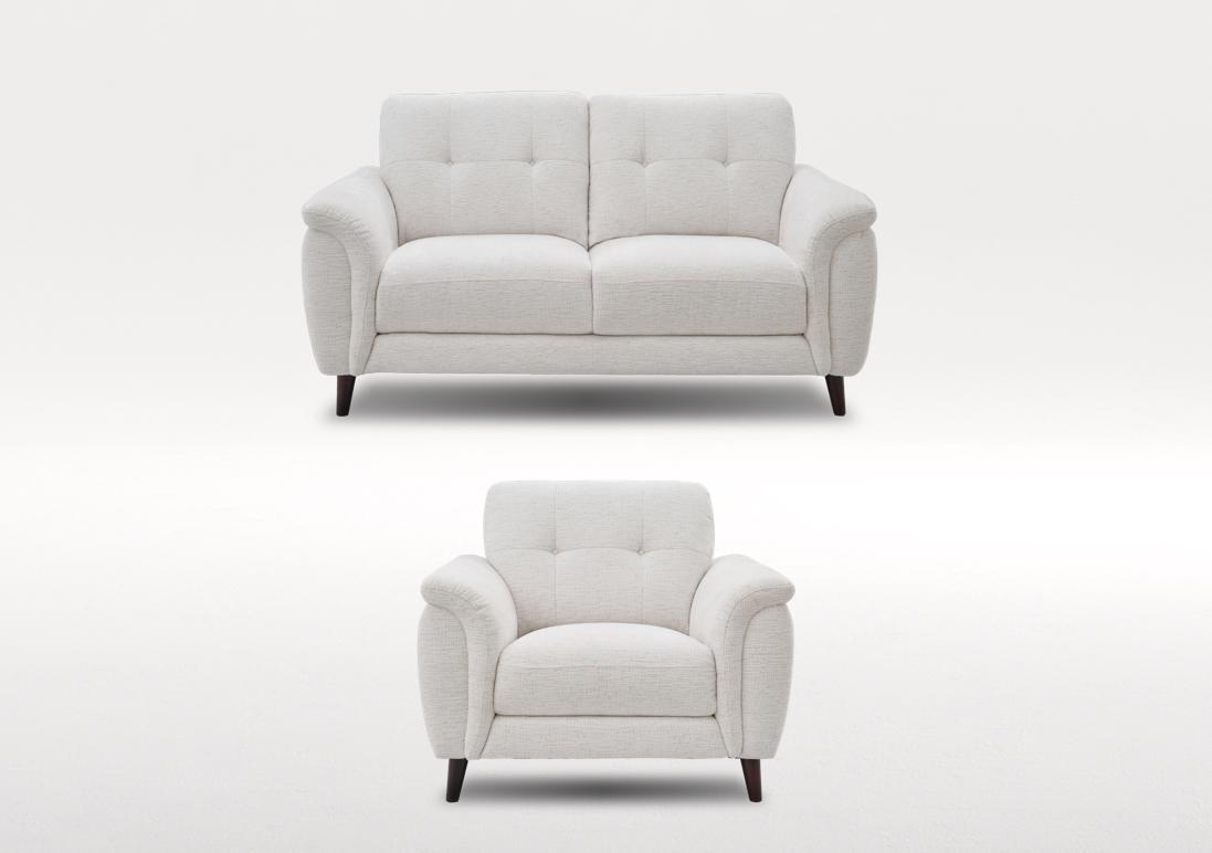 Chantilly 2 Seater Fabric Sofa and Armchair Set in Cloud Cool Cream 13101 on Furniture Village