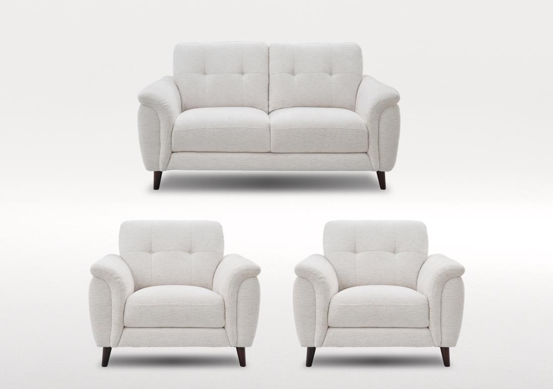 Chantilly 2 Seater Fabric Sofa and 2 Armchairs Set in Cloud Cool Cream 13101 on Furniture Village