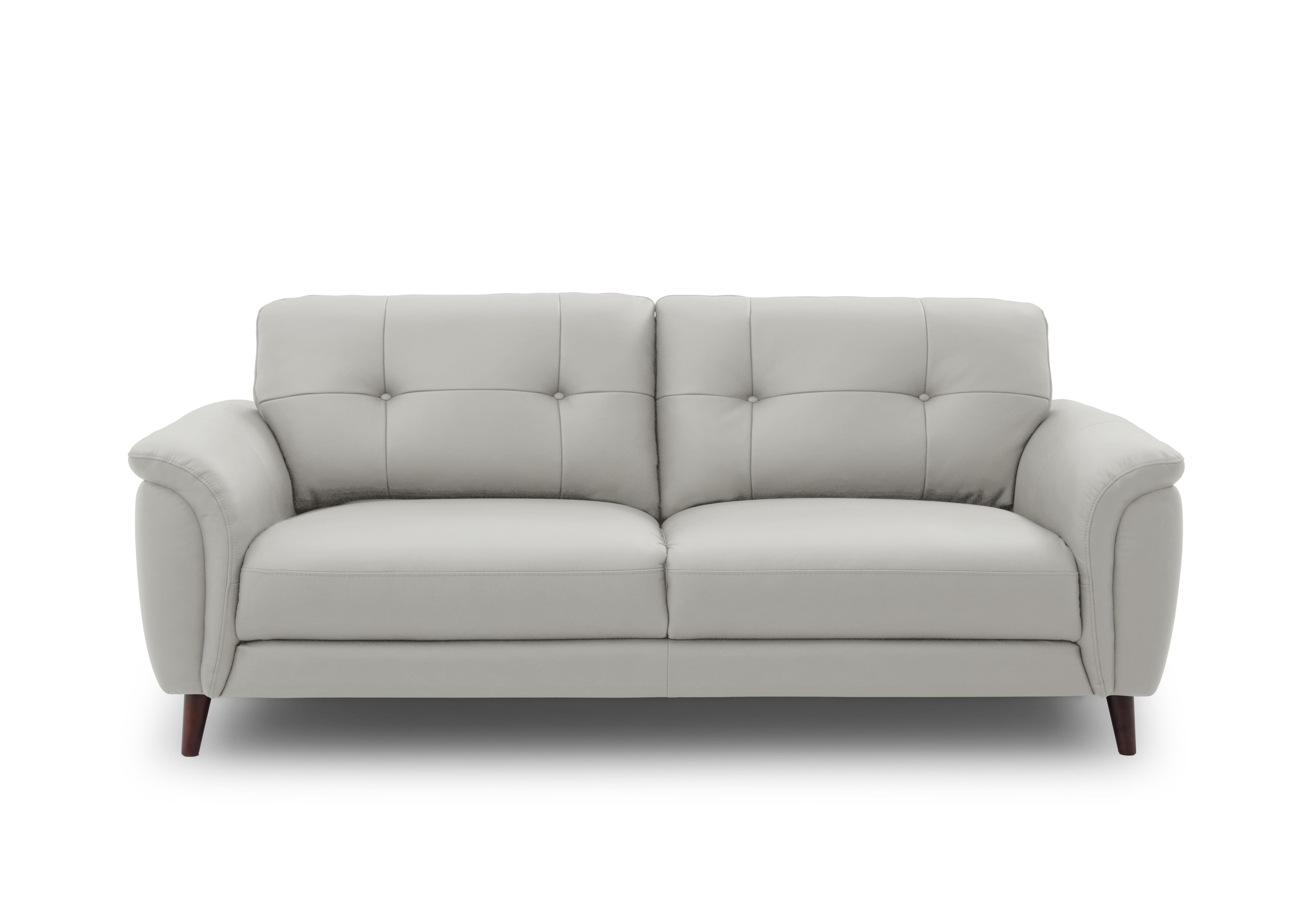 Chantilly 3 Seater Leather Sofa in Oslo Light Grey Cat-40/27 on Furniture Village