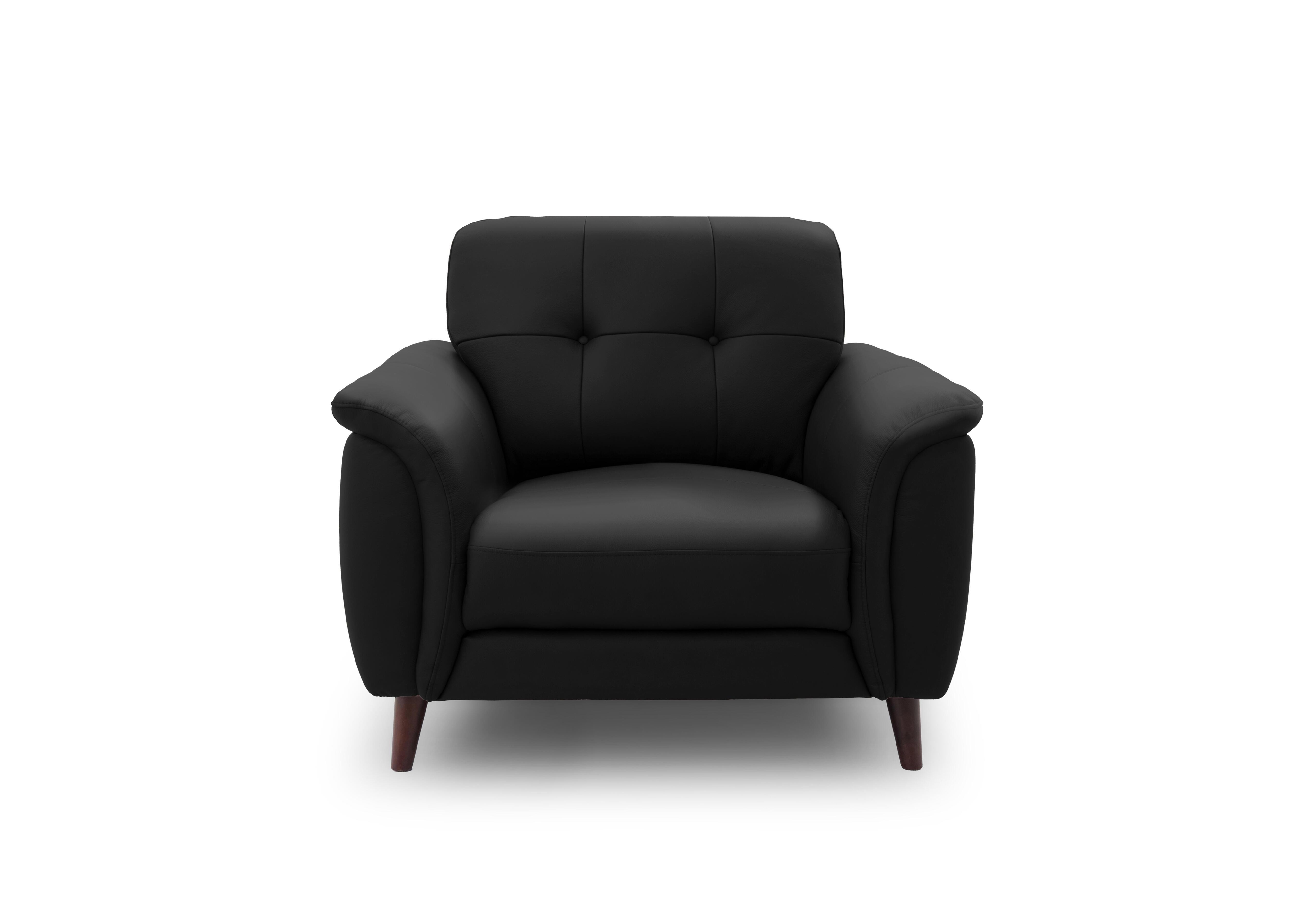 Chantilly Leather Armchair in Oslo Jet Black Cat-40/23 on Furniture Village
