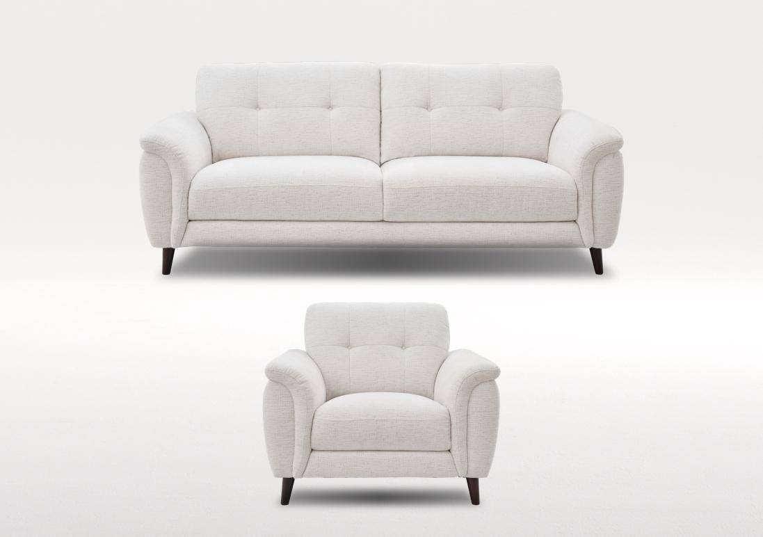Chantilly 3 Seater Fabric Sofa and Armchair Set in Cloud Cool Cream 13101 on Furniture Village